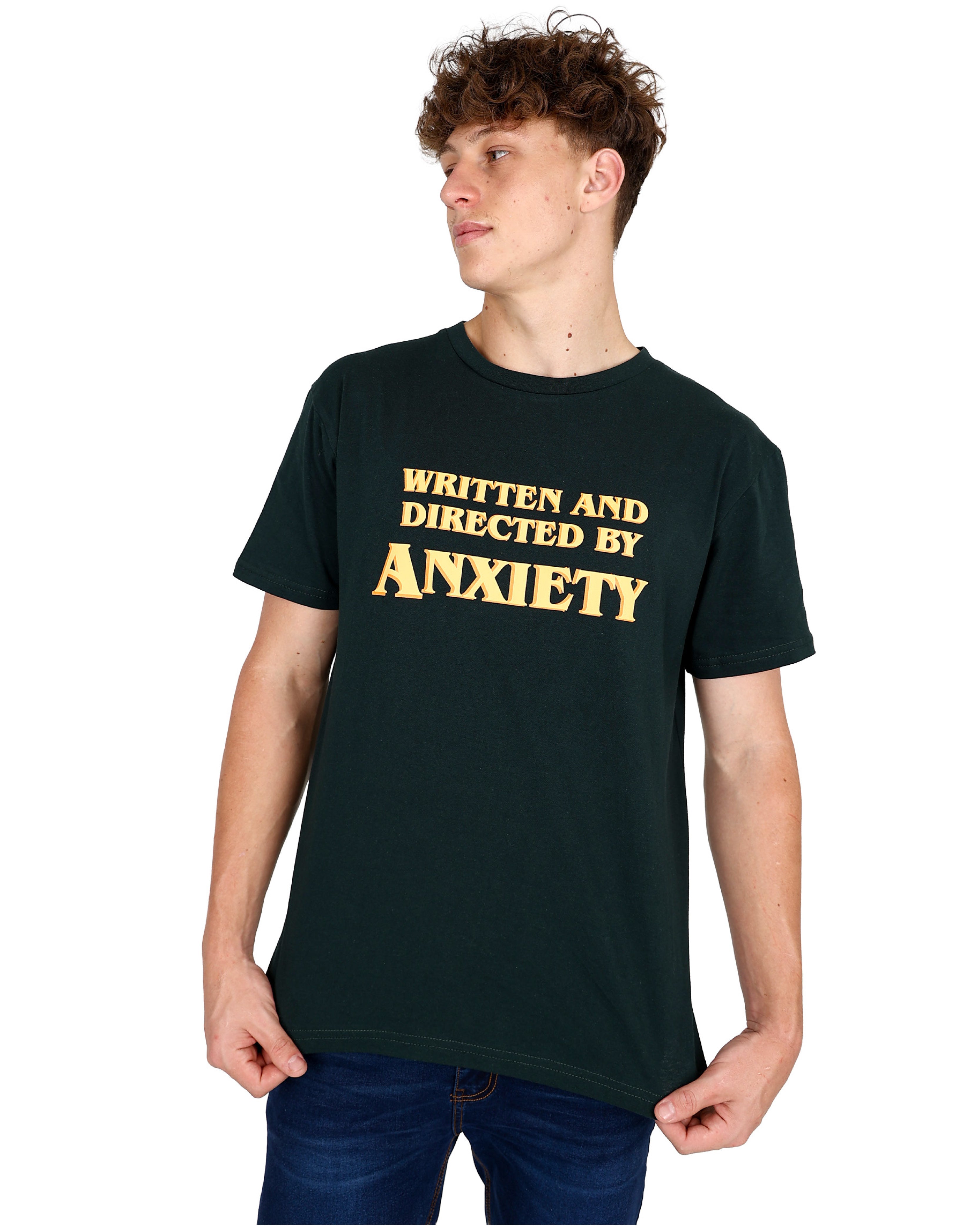 Short Sleeve Green "Anxiety" Graphic T-Shirt