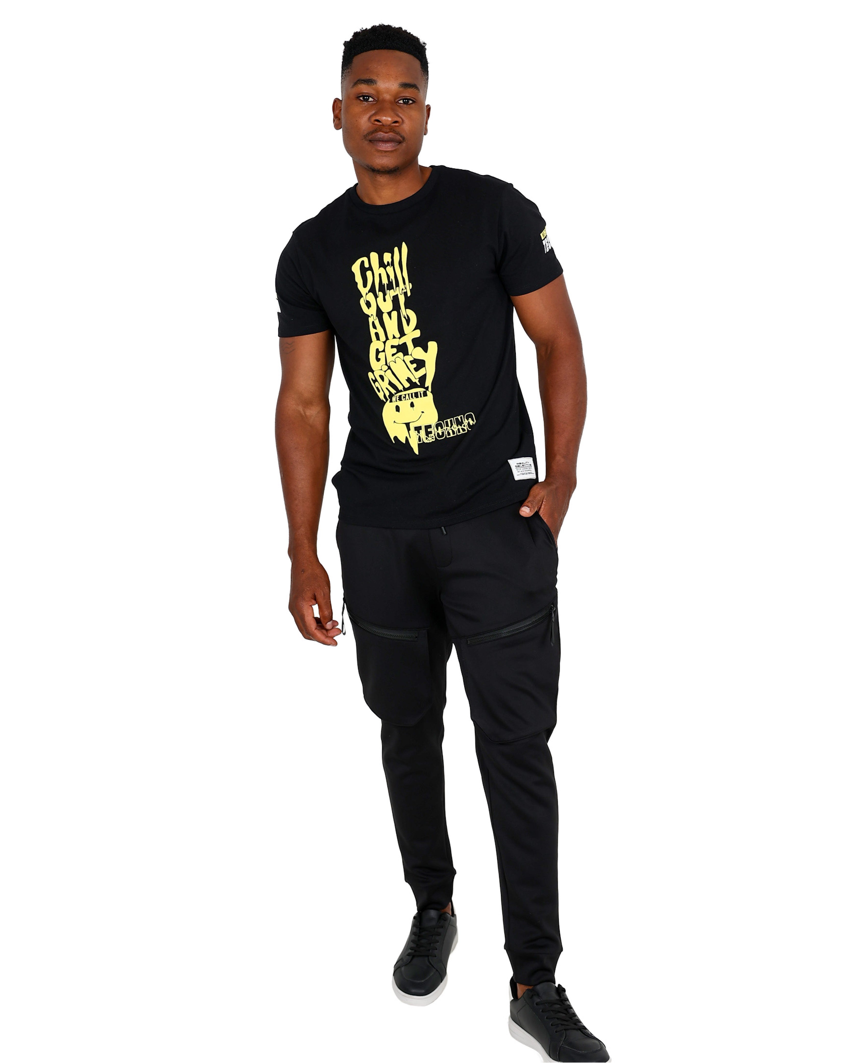 Short Sleeve Black Grimey Graphic T-Shirts