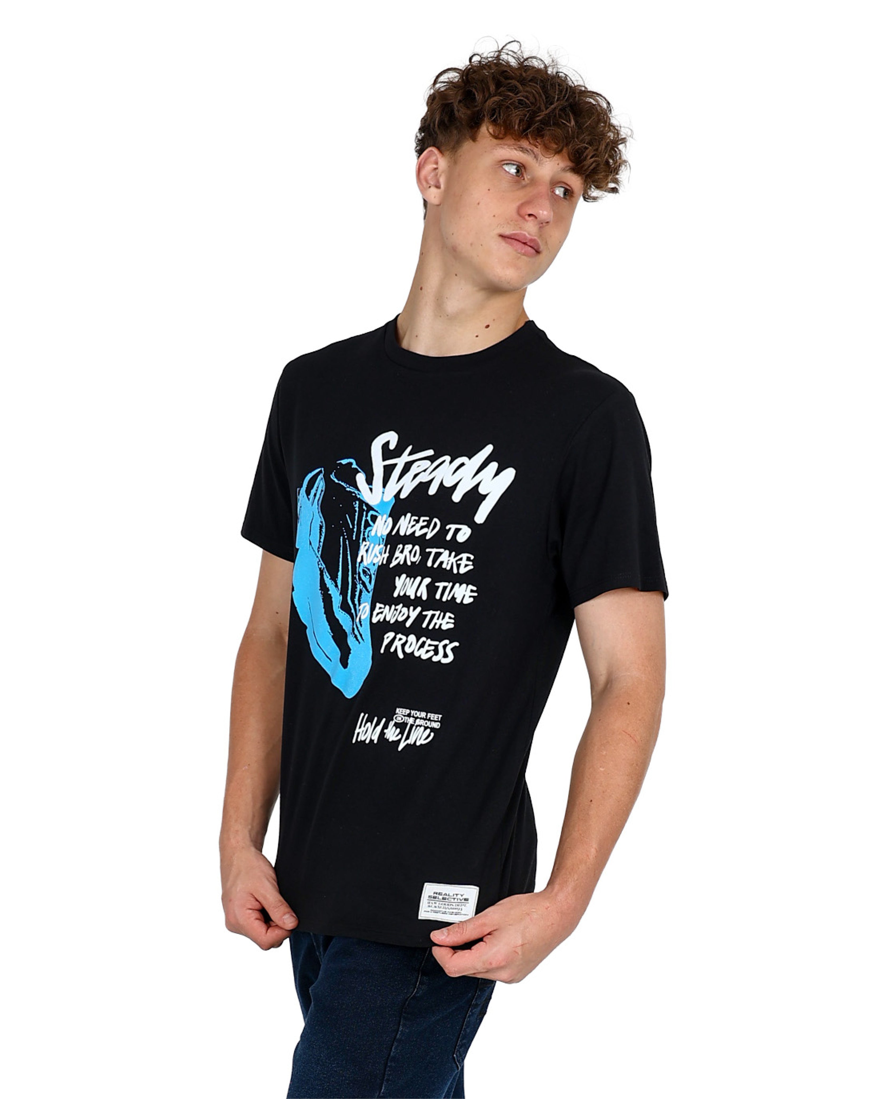 Short Sleeve Black "Steady Bro" Graphic T-Shirt