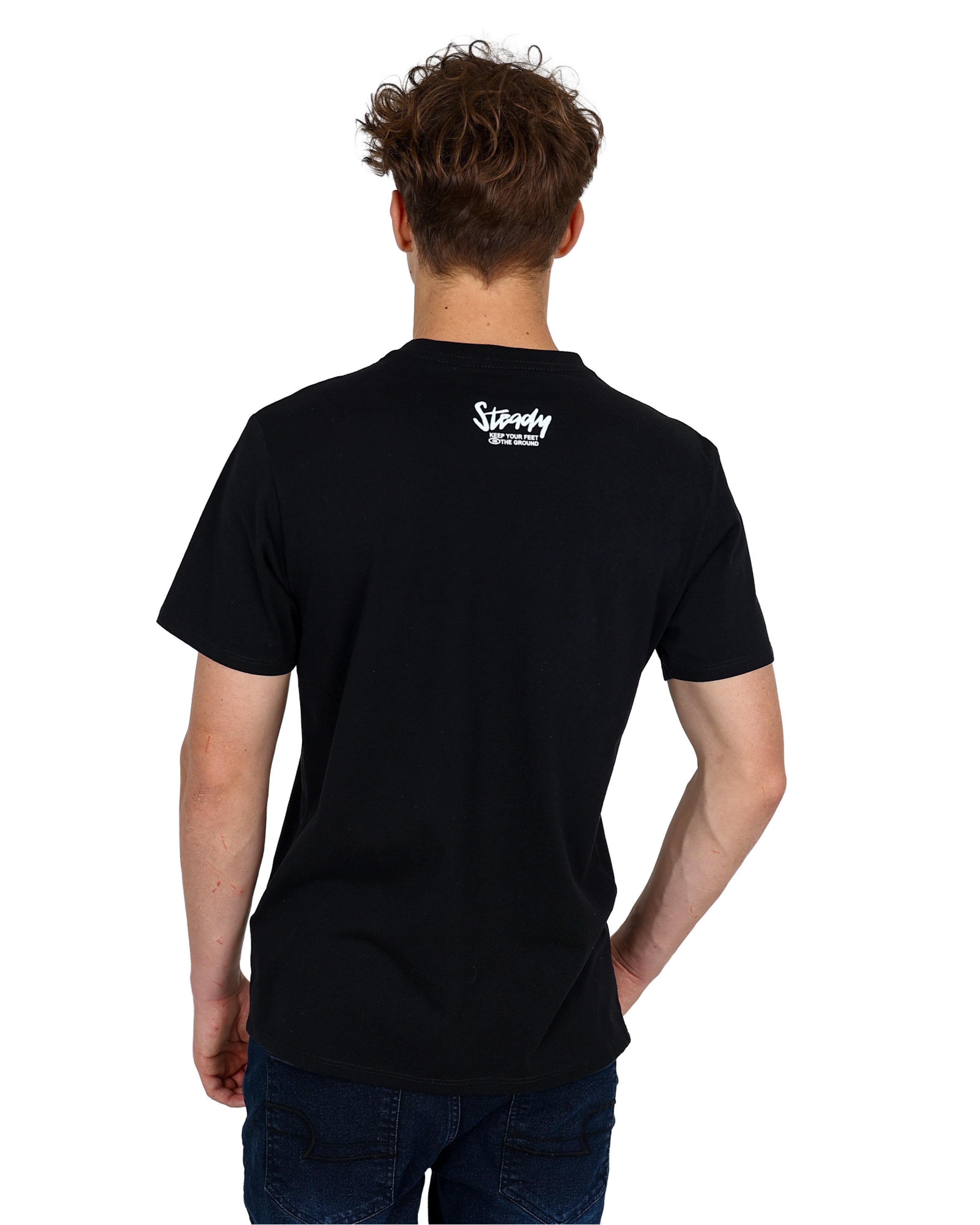 Short Sleeve Black "Steady Bro" Graphic T-Shirt