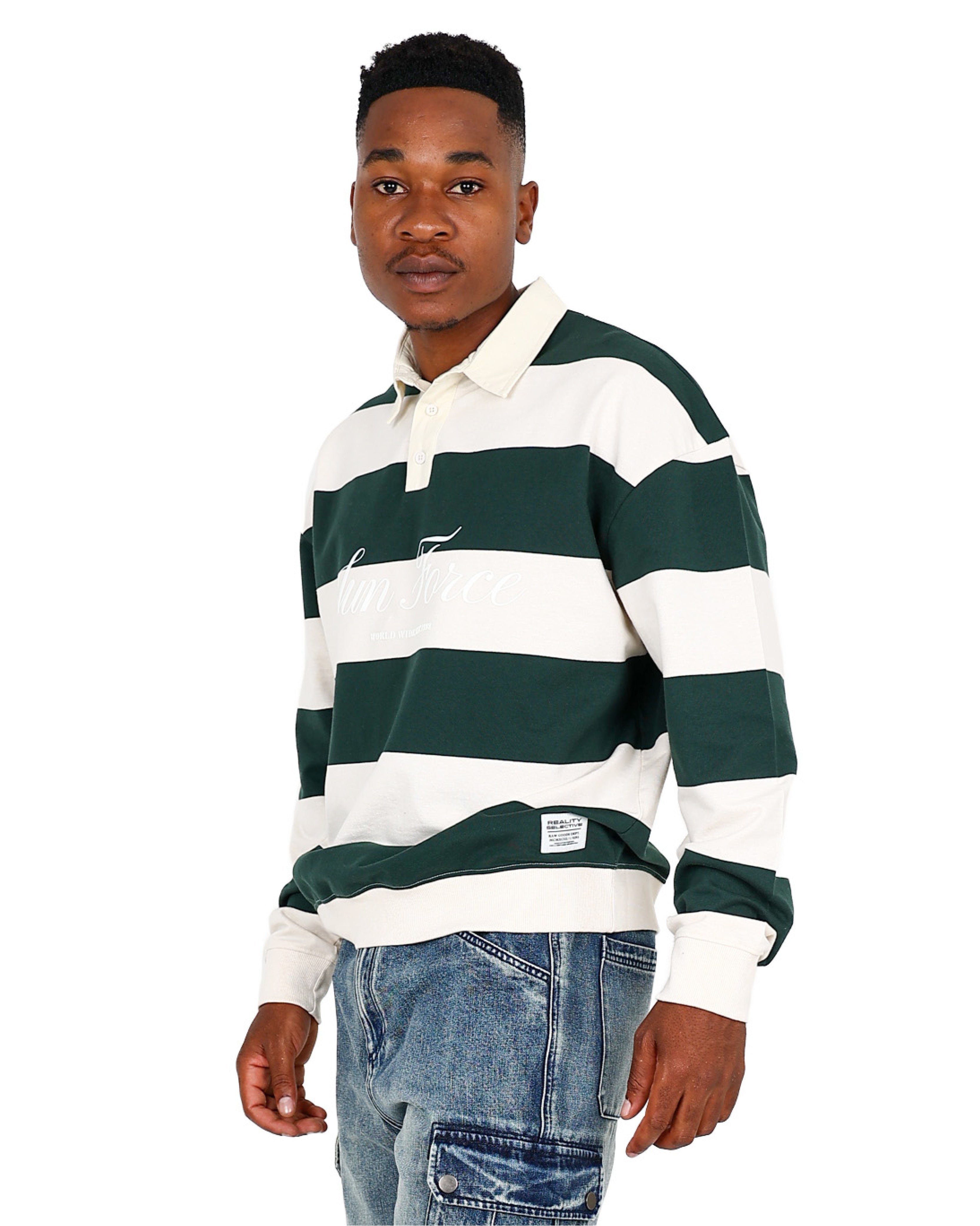 Bottle Green Long Sleeve Rugby Inspired Golfer