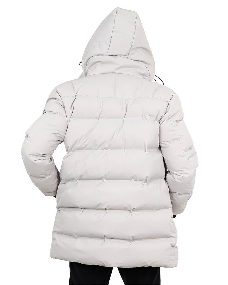 Stone Hooded Longer Length Puffer Jacket