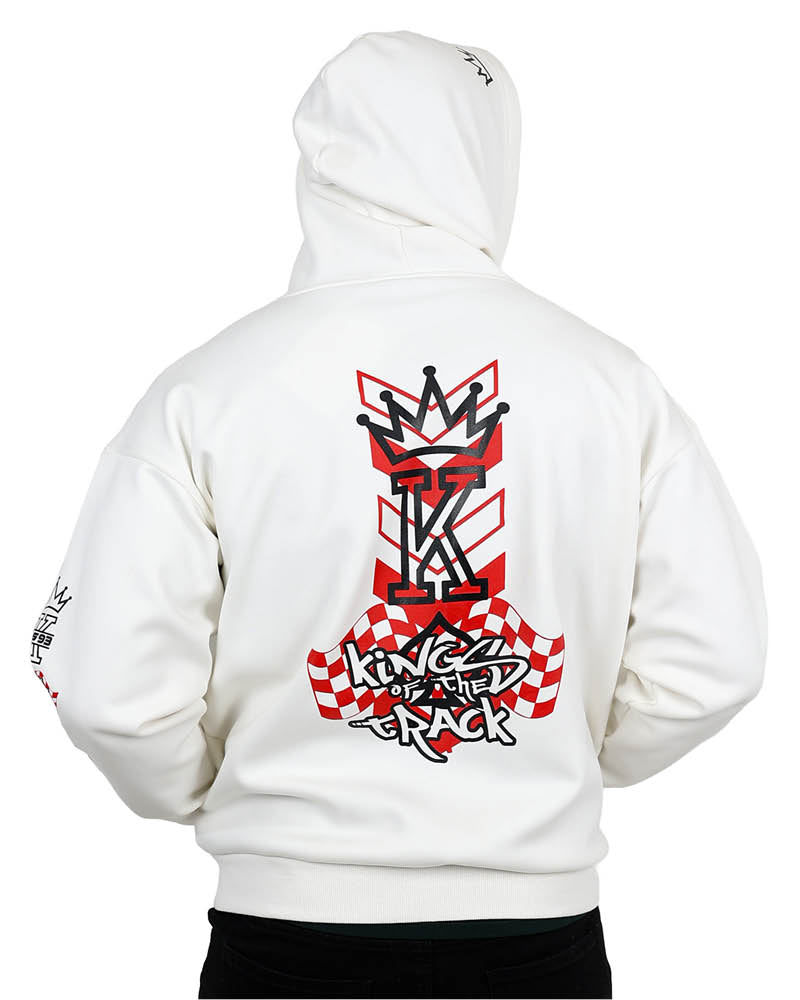 Racing Inspired White Zip Through Hoodie