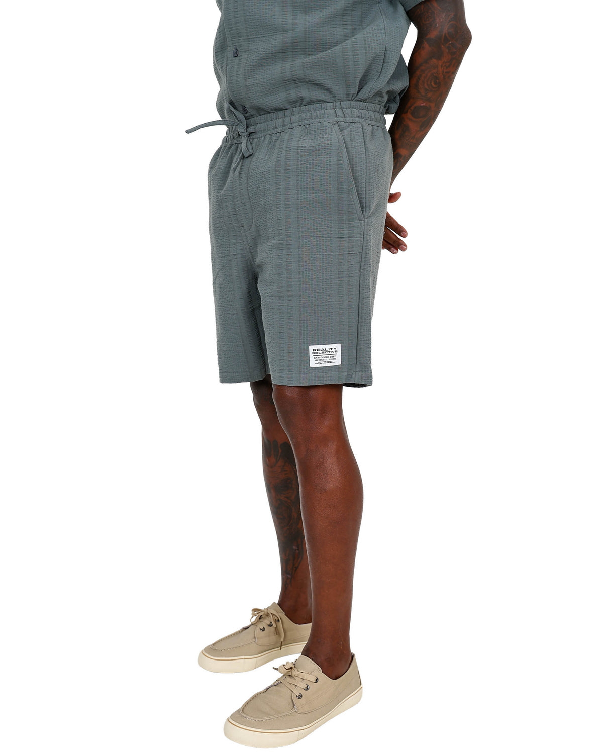 Sage Cotton Seersucker Pull Up Shorts