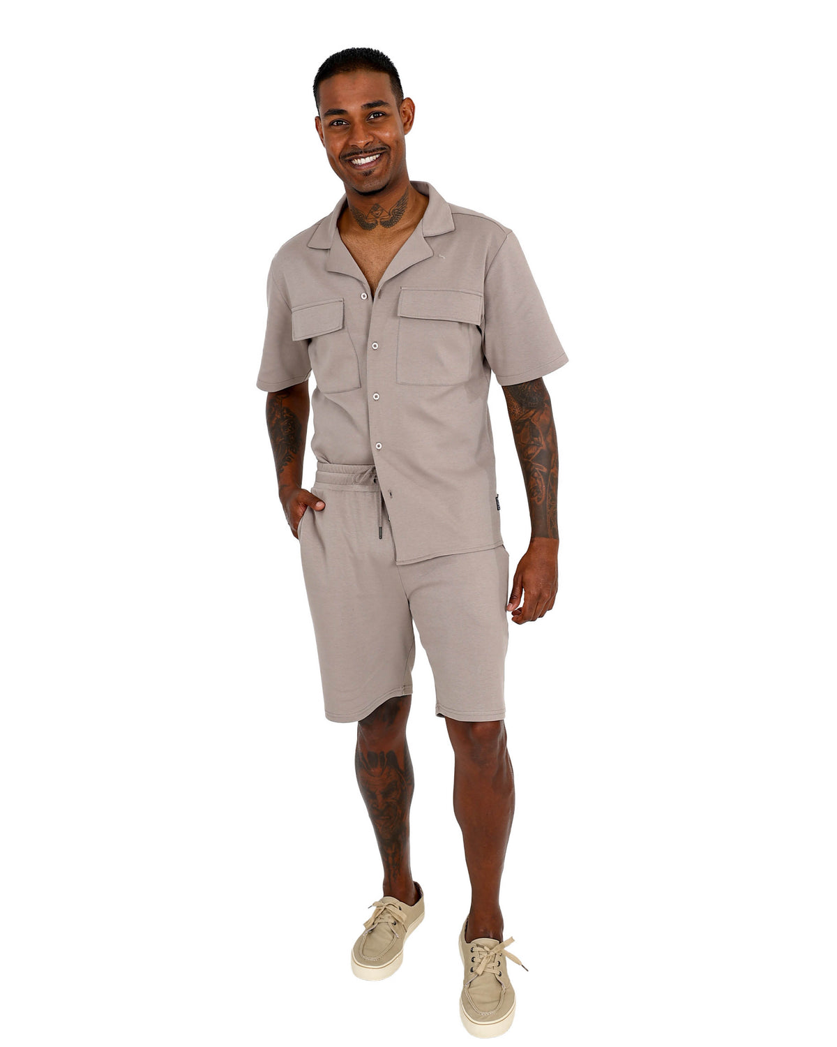 Taupe Pull Up Volley Shorts