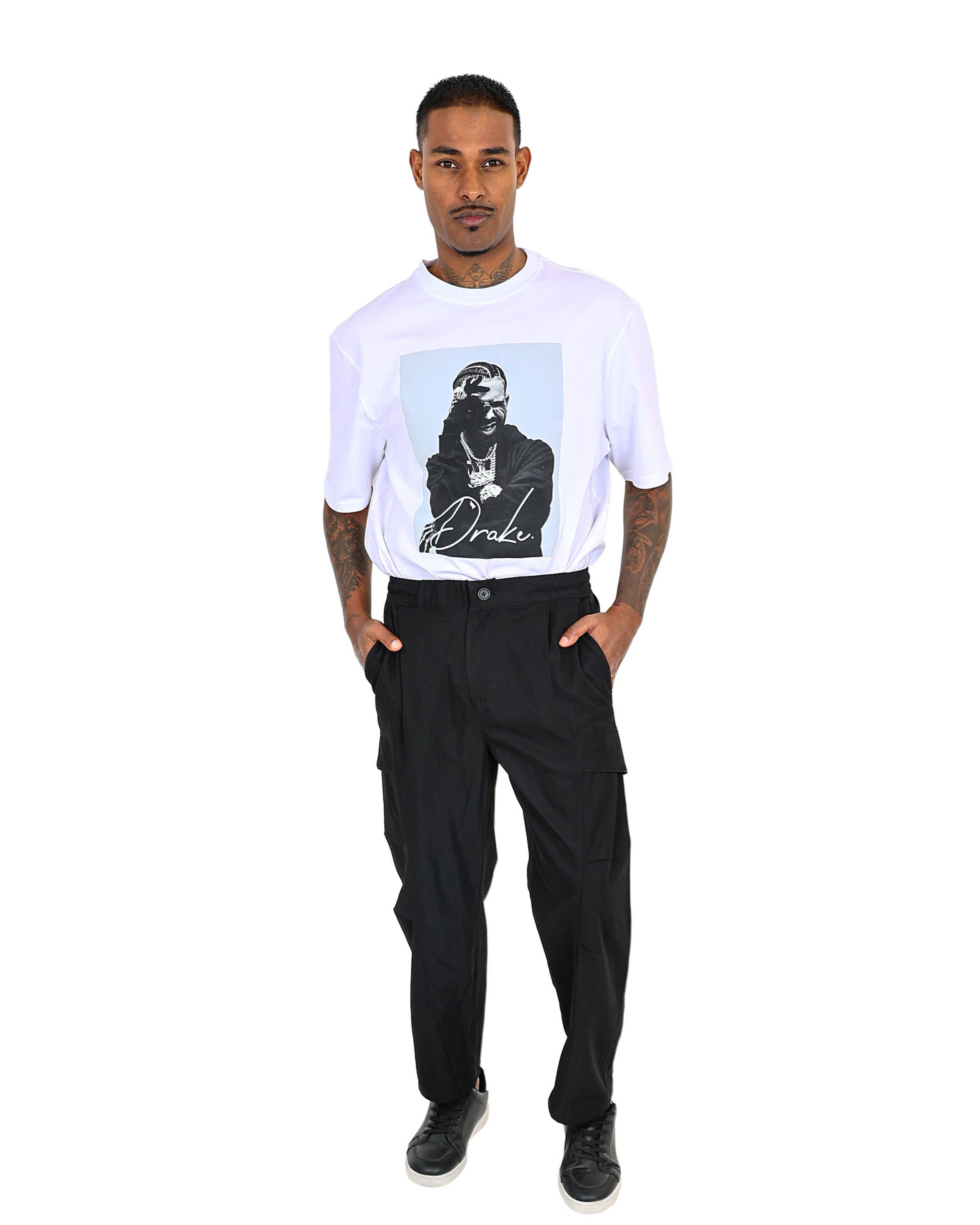 Black Pleated Relaxed Fit Chinos