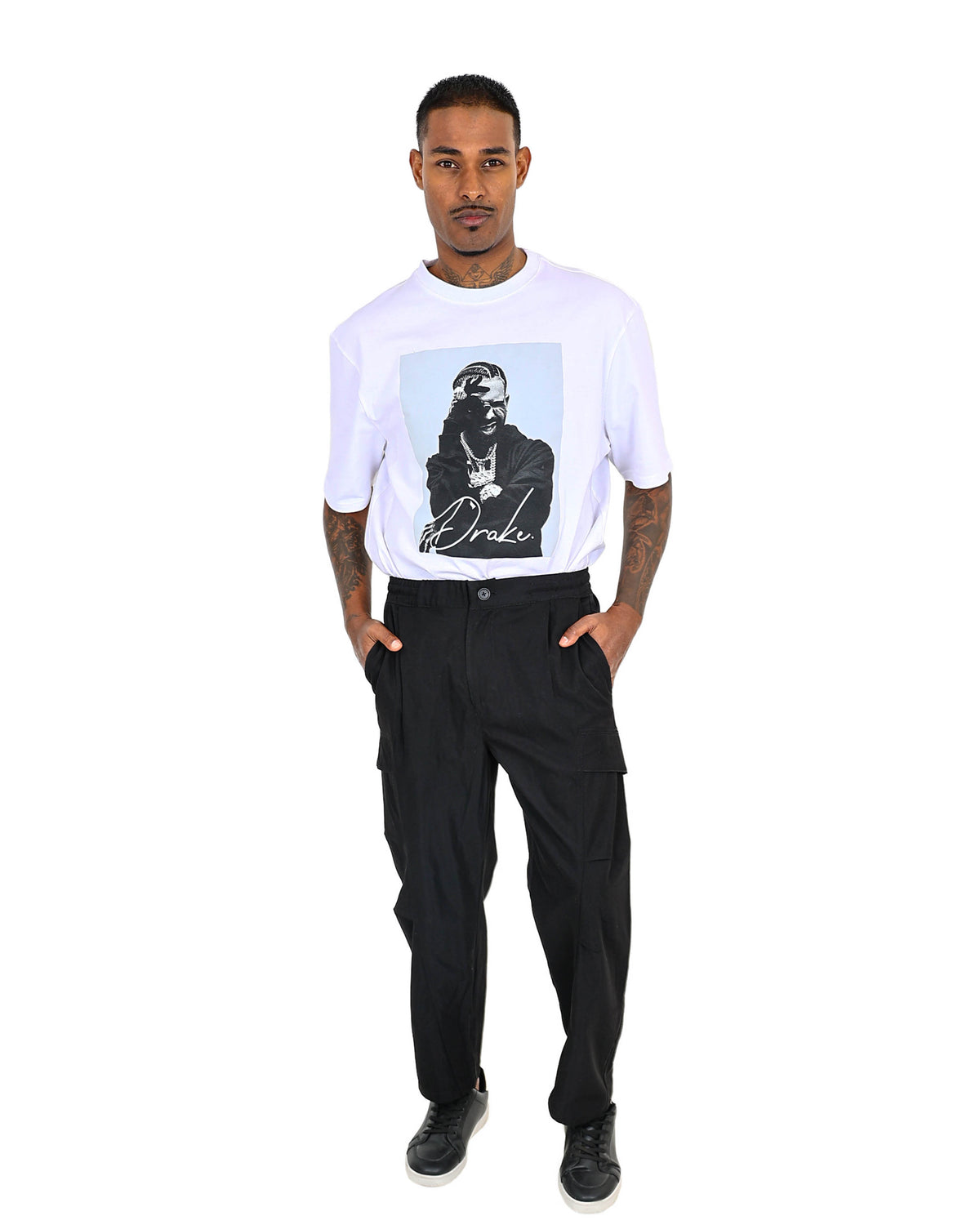 Black Tailored Cargo Barrel Pants