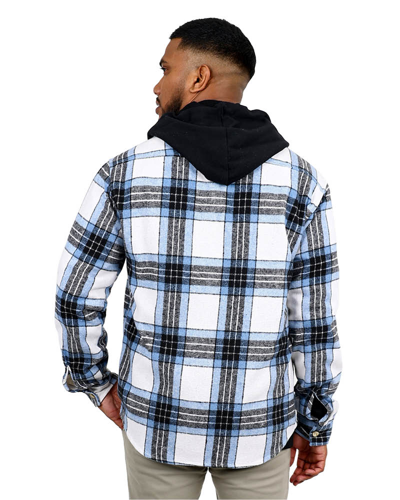 Navy & Stone Check Flannel Shacket