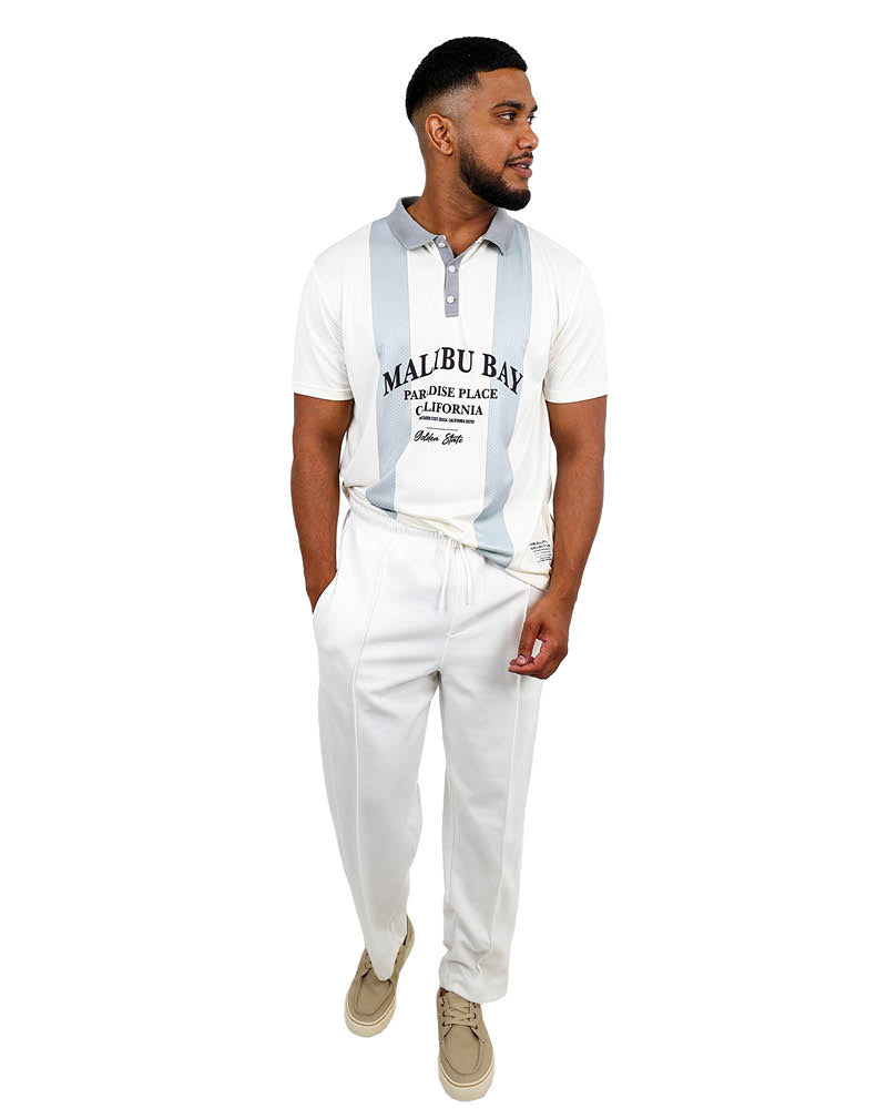 Cream Elasticated Pintucked Pants