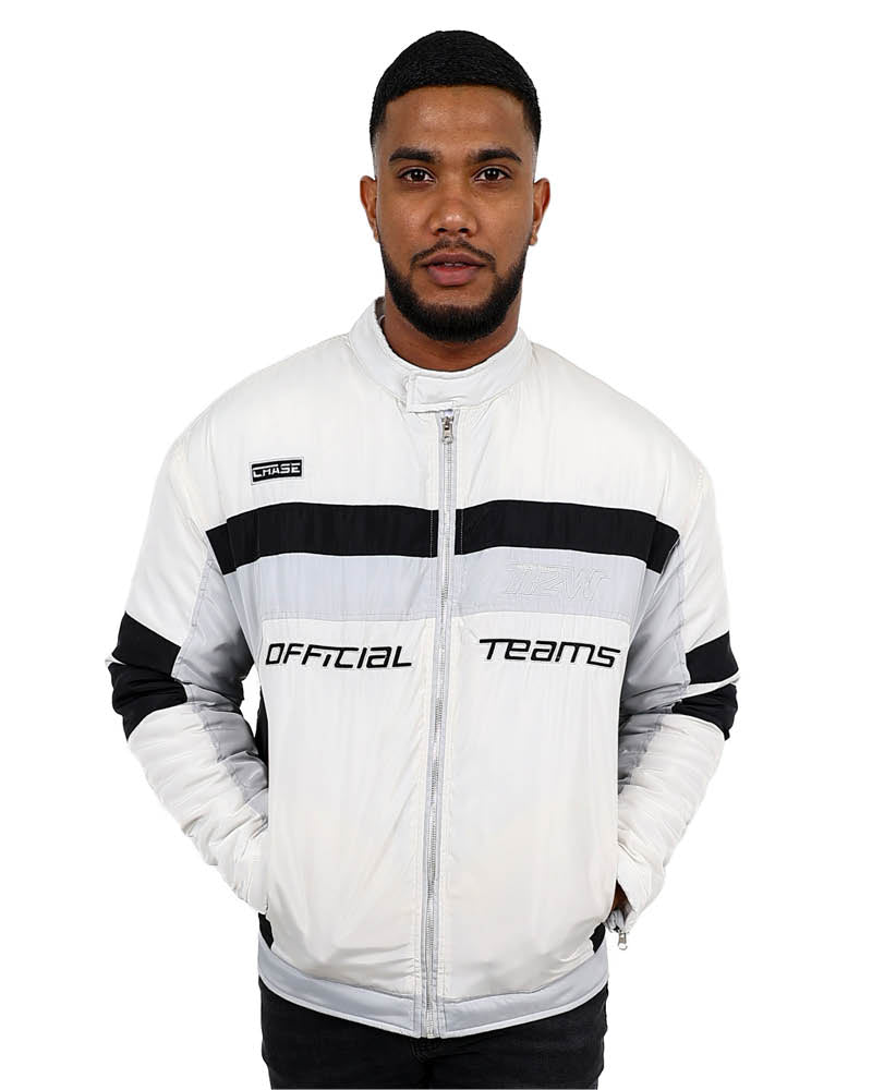 Cream Colour Block Official Biker Jacket