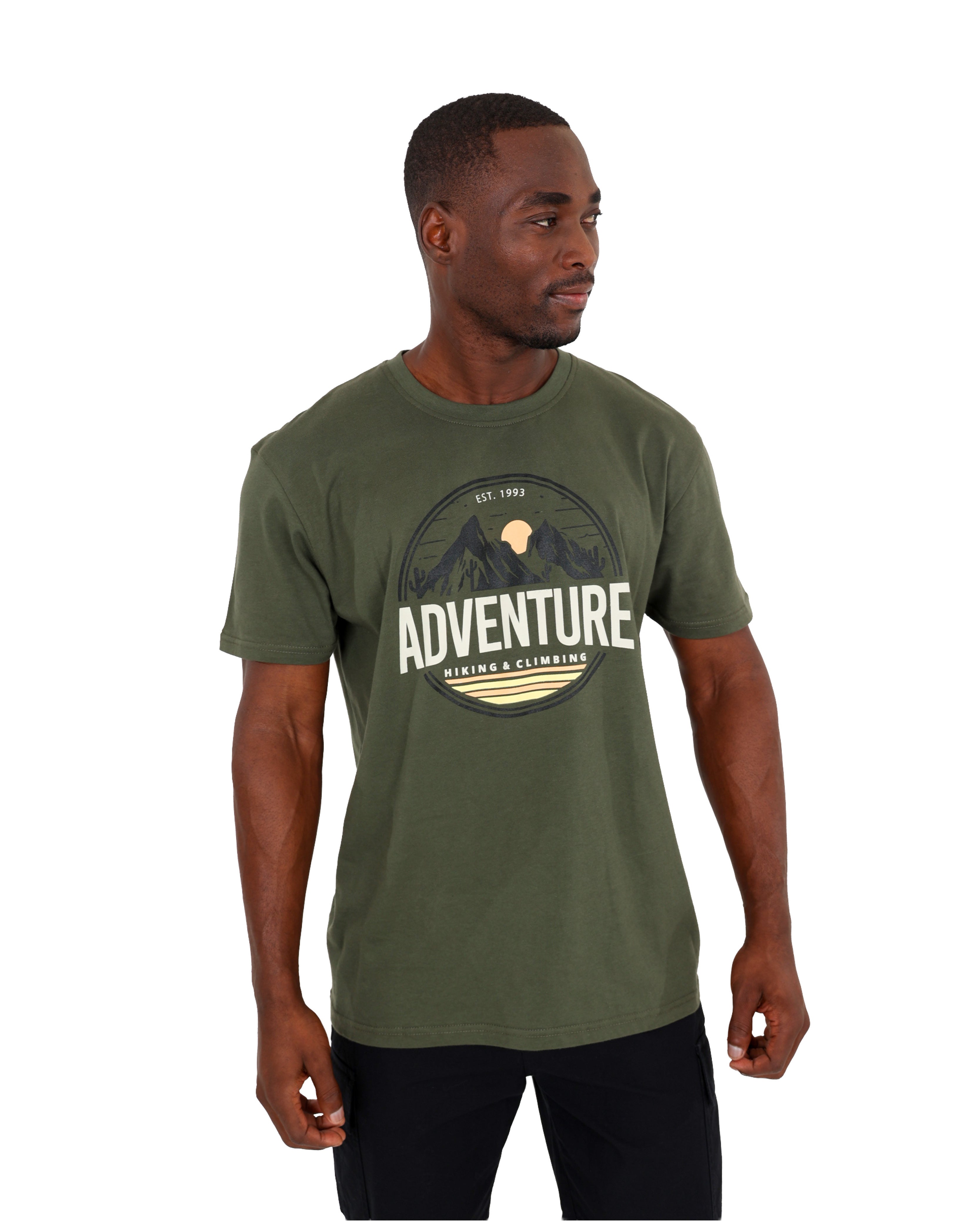 Short Sleeve Olive Adventure Graphic T-Shirt