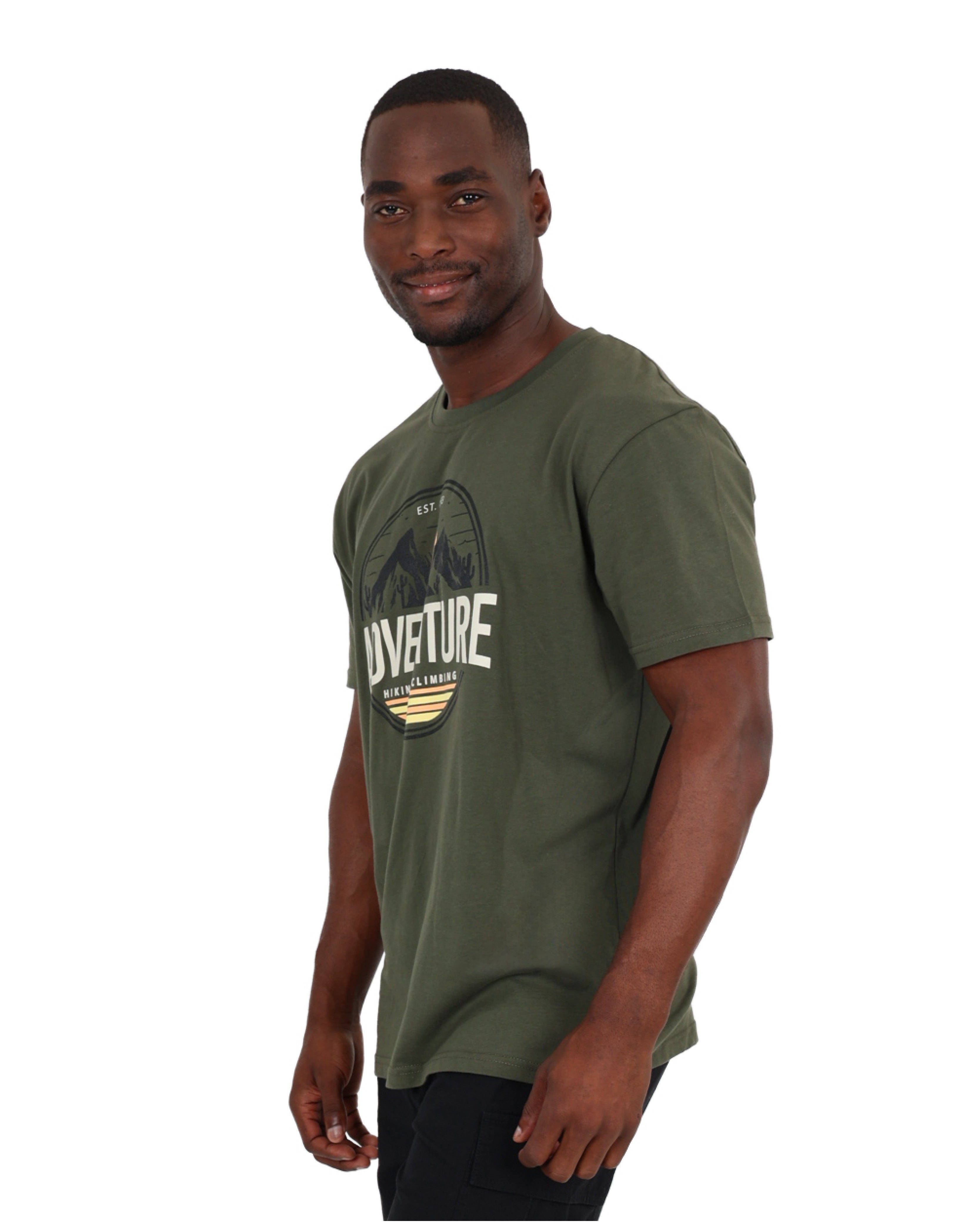 Short Sleeve Olive Adventure Graphic T-Shirt
