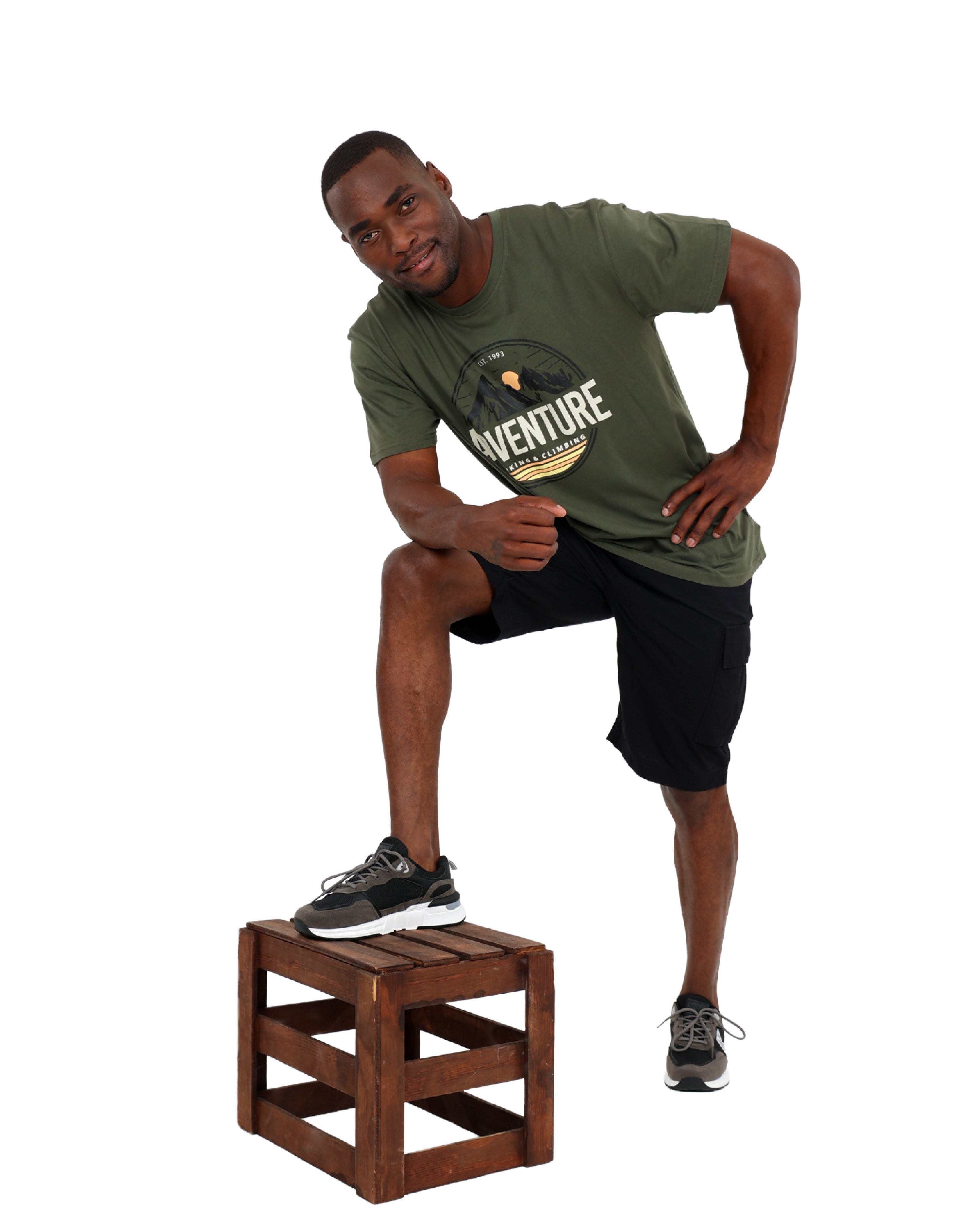 Short Sleeve Olive Adventure Graphic T-Shirt