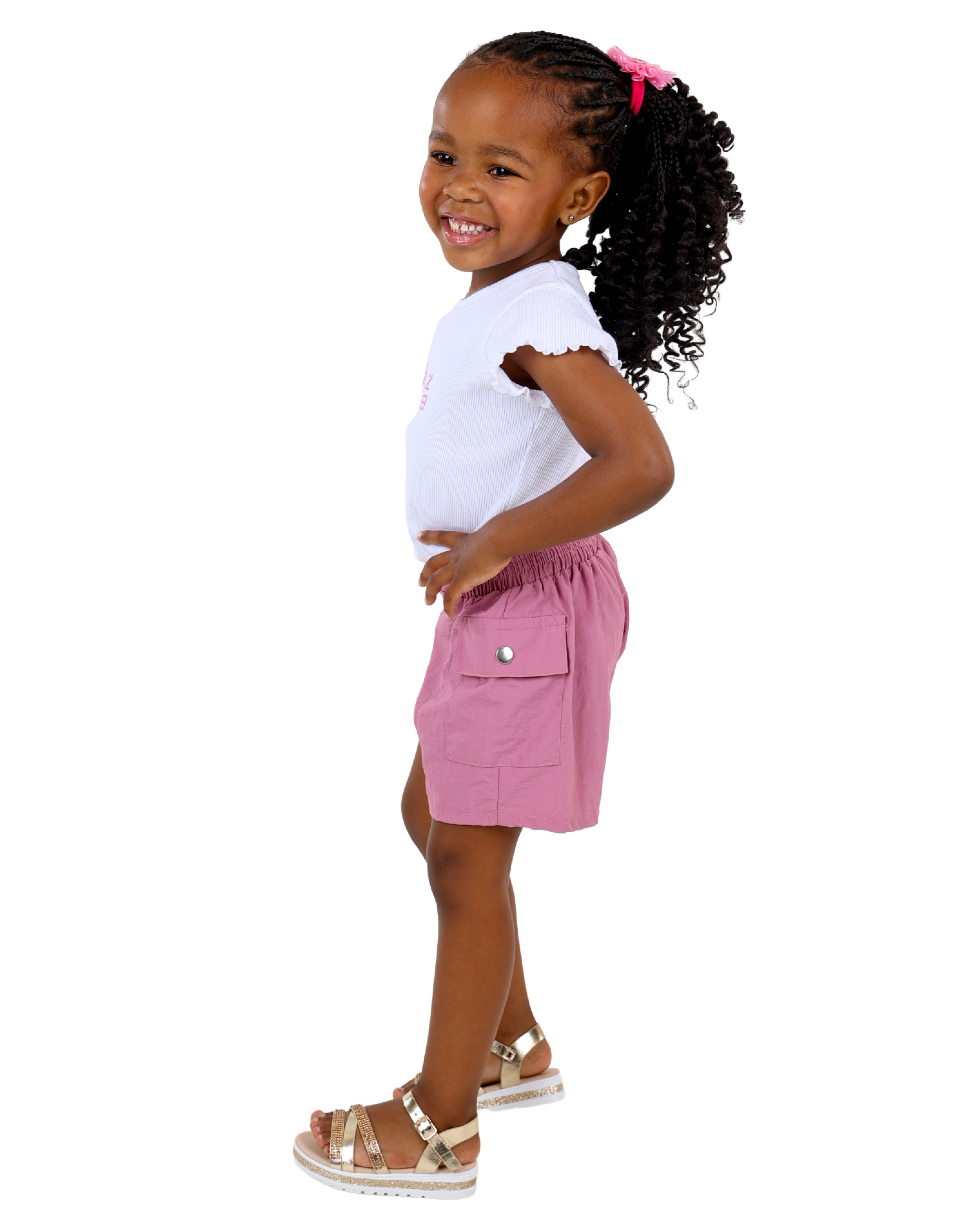 Stud Detail Parachute Cargo Shorts