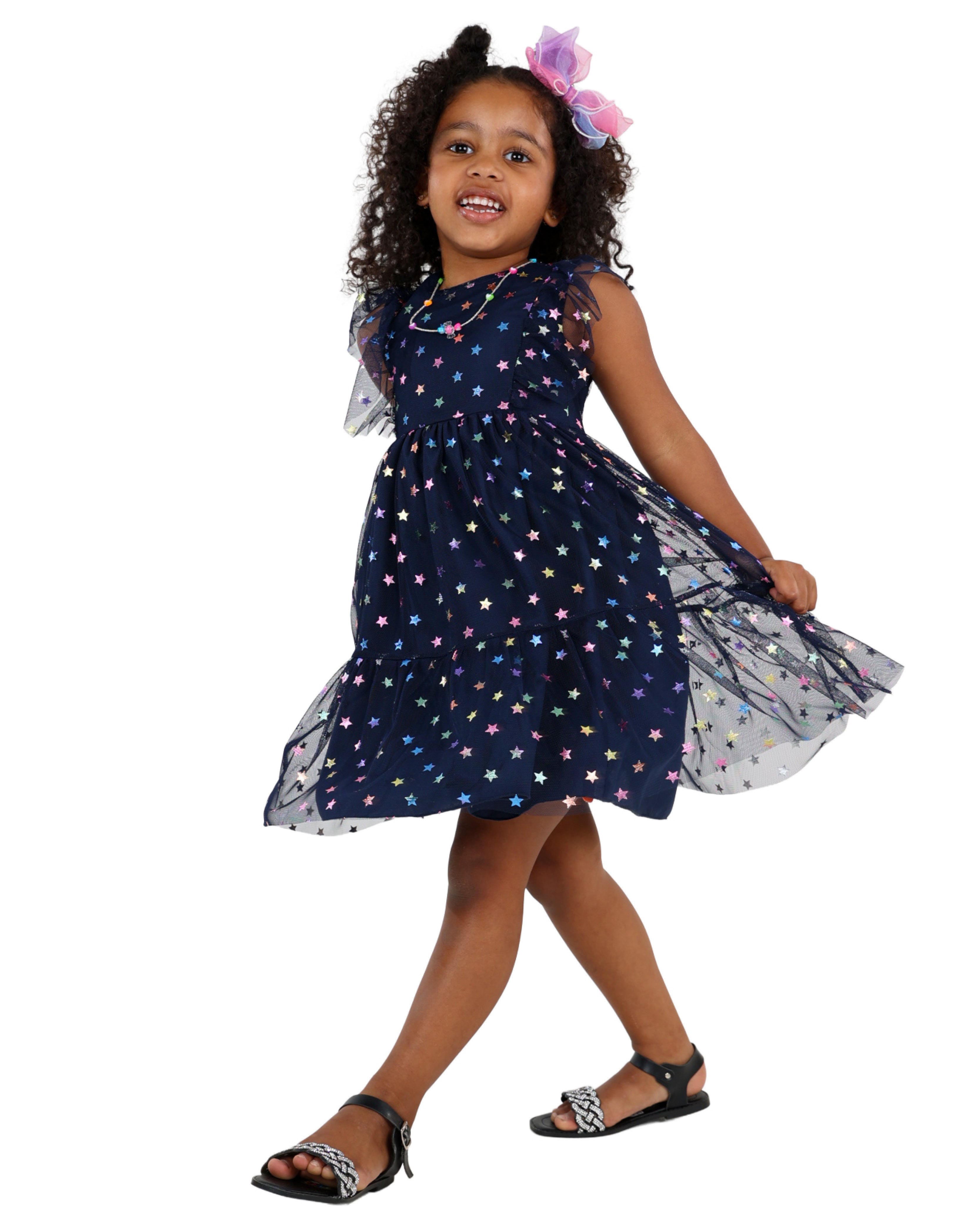 Iridescent Star Print Party Dress
