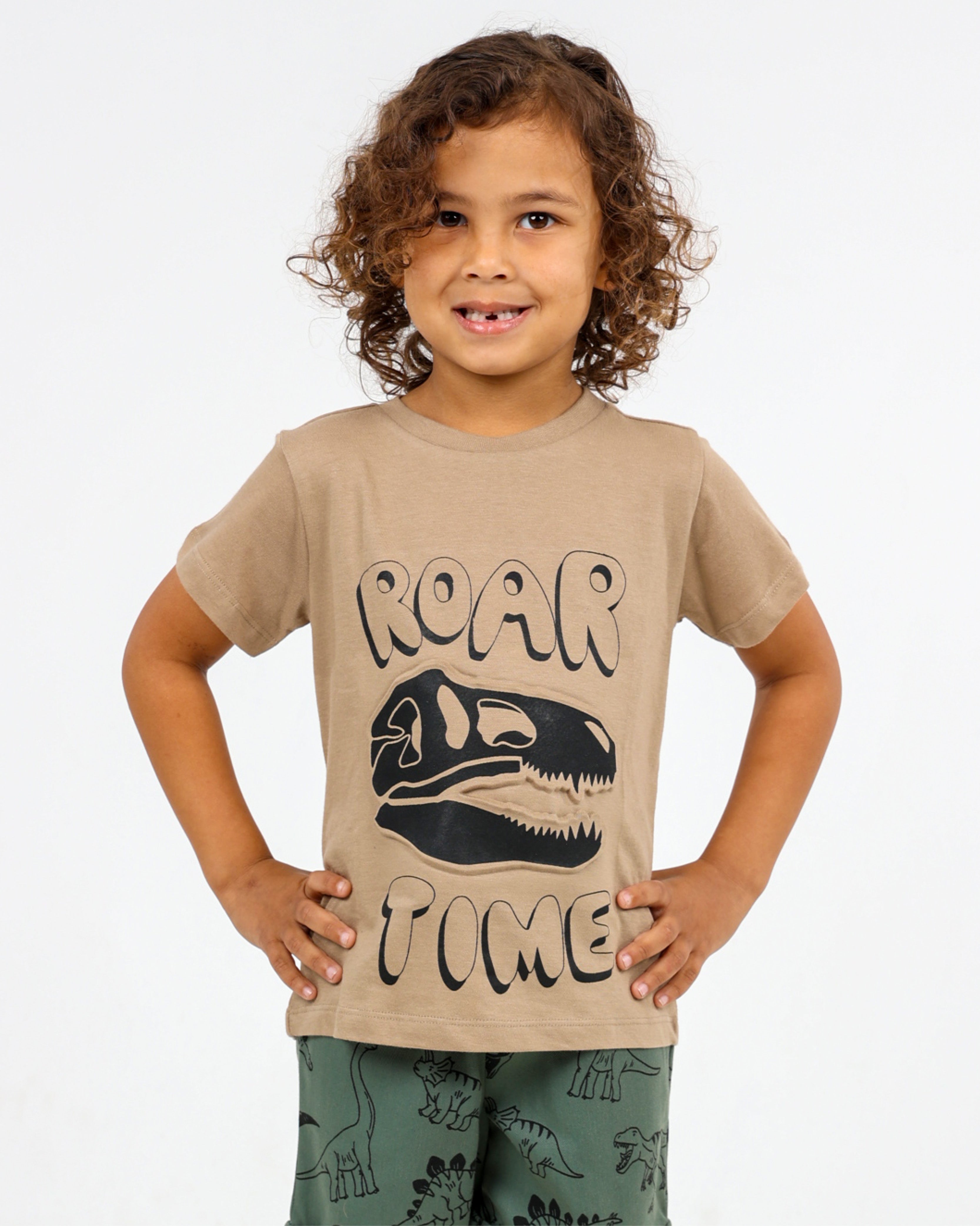 Short Sleeve Embossed Dino Graphic T-Shirt