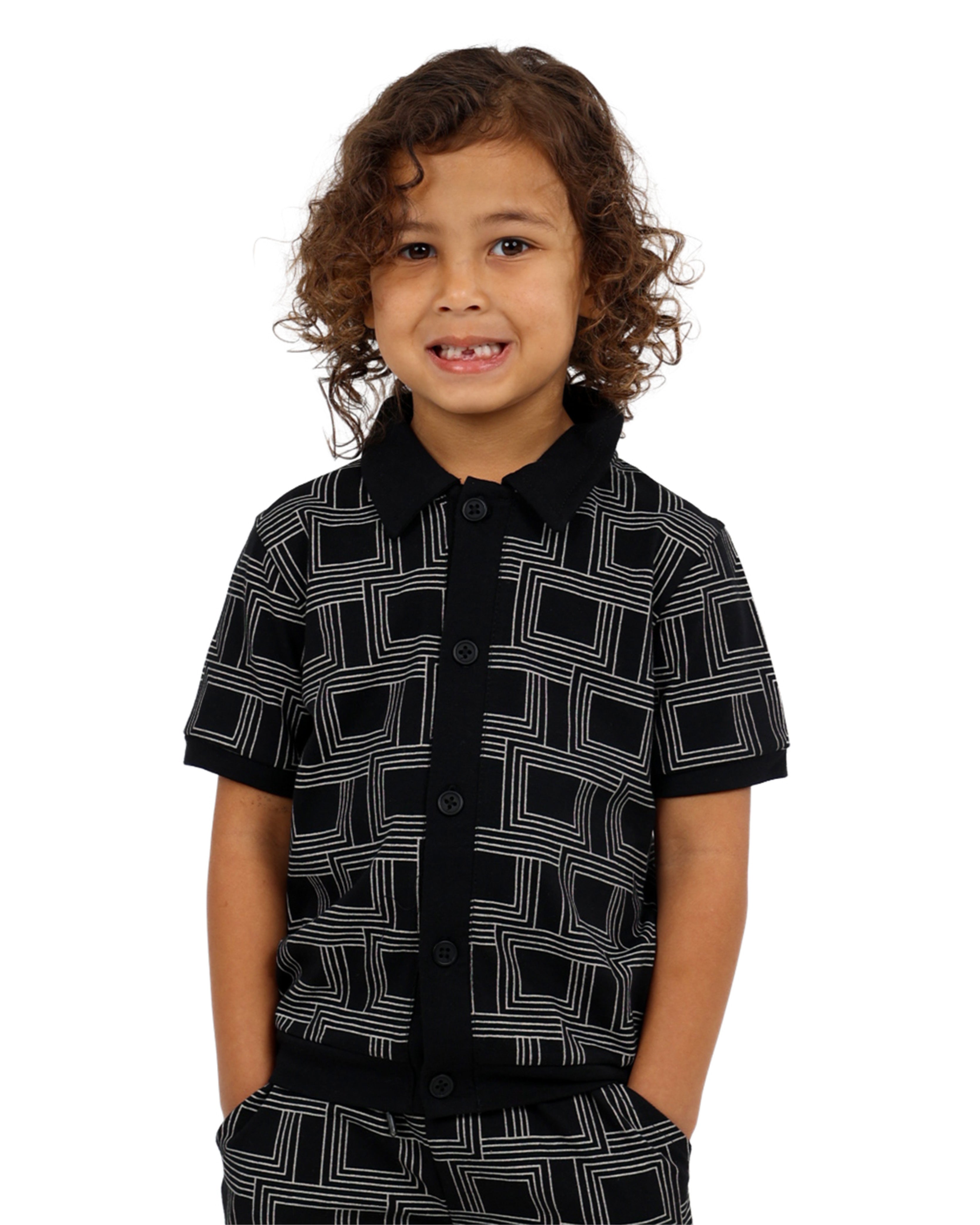 Geometric Print Short Sleeve Golfer