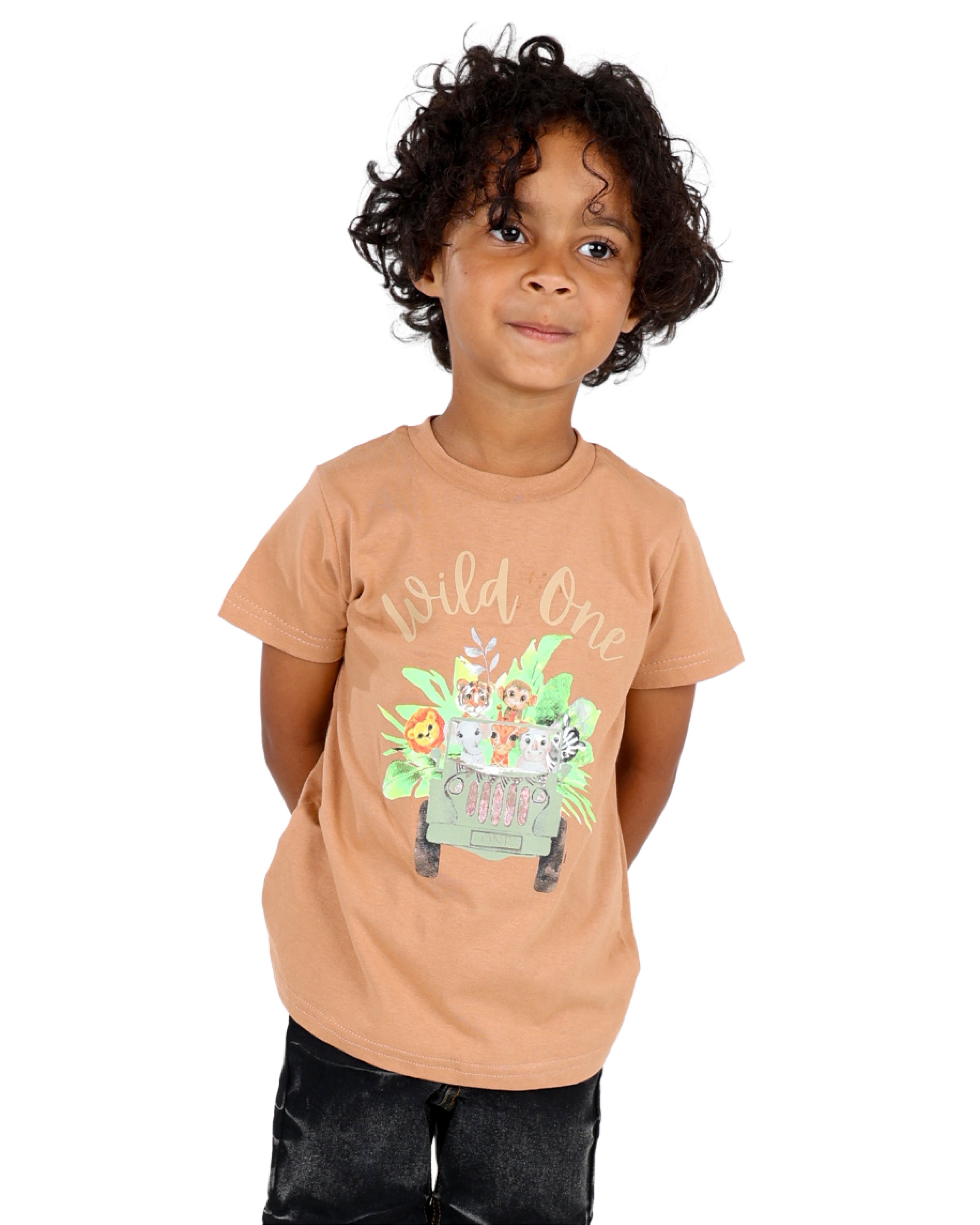 Short Sleeve "Wild One" Safari Graphic Print T-Shirt