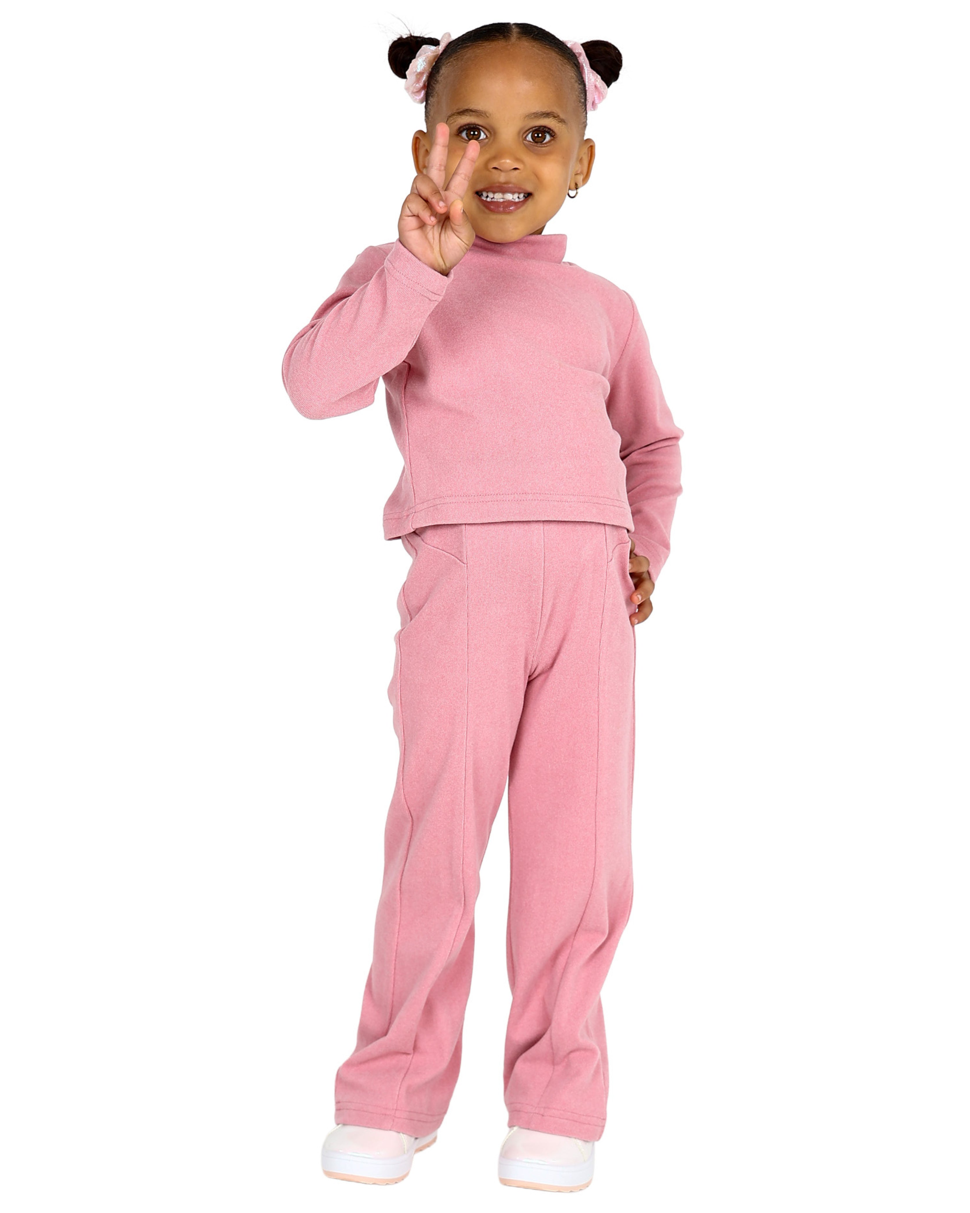 Pink Double Brushed Panelled Wide Leg Leggings