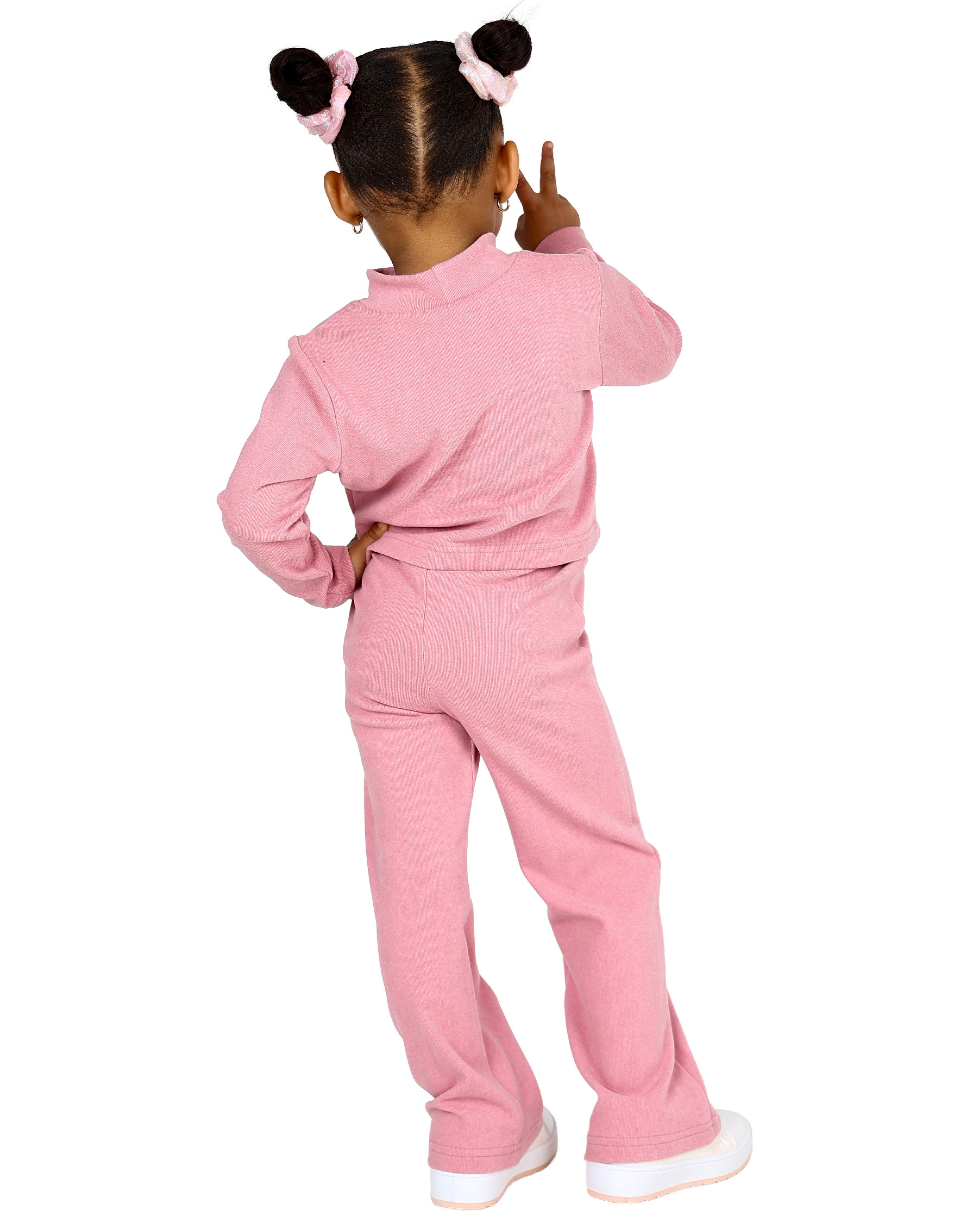 Pink Double Brushed Panelled Wide Leg Leggings