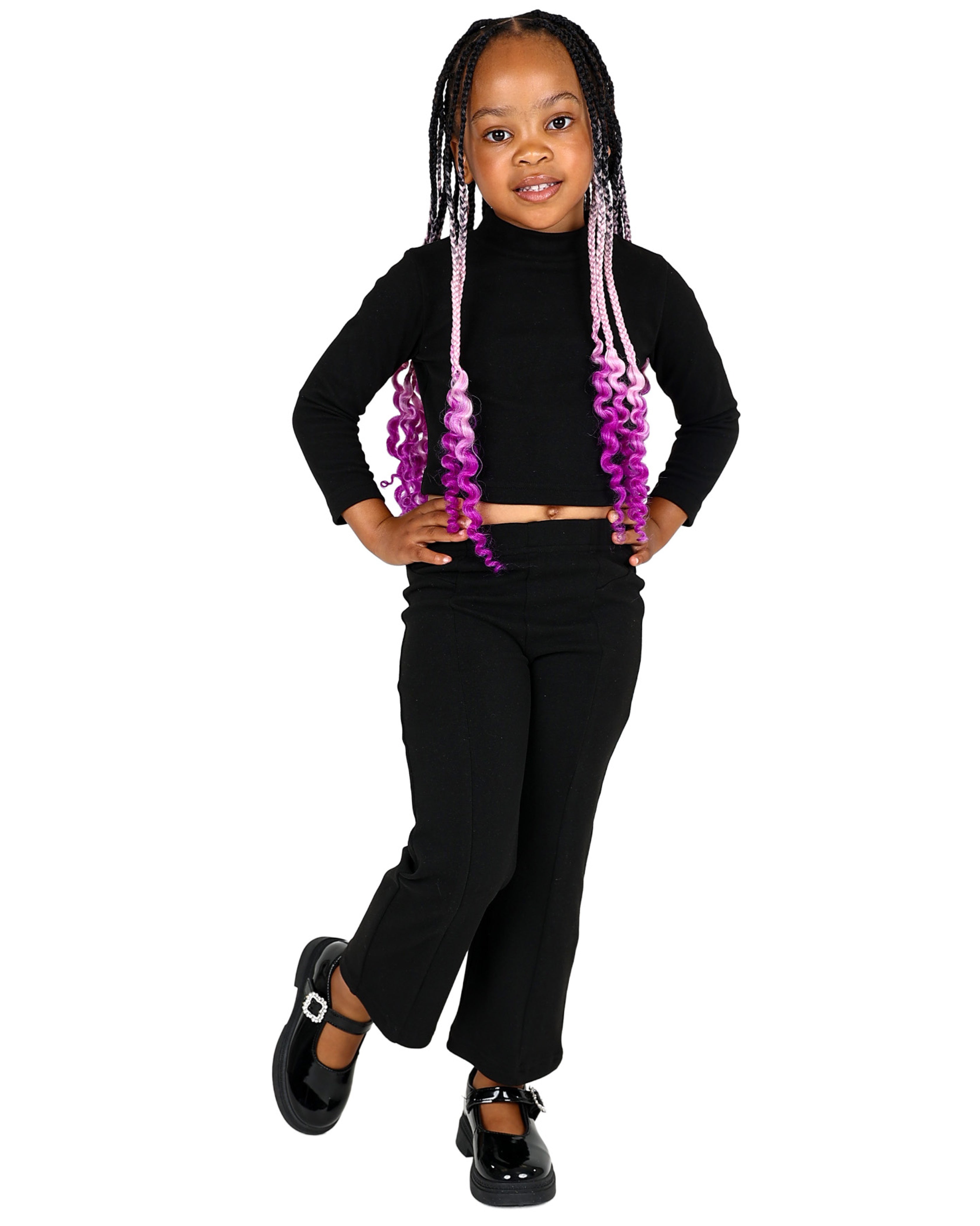 Black Double Brushed Panelled Wide Leg Leggings