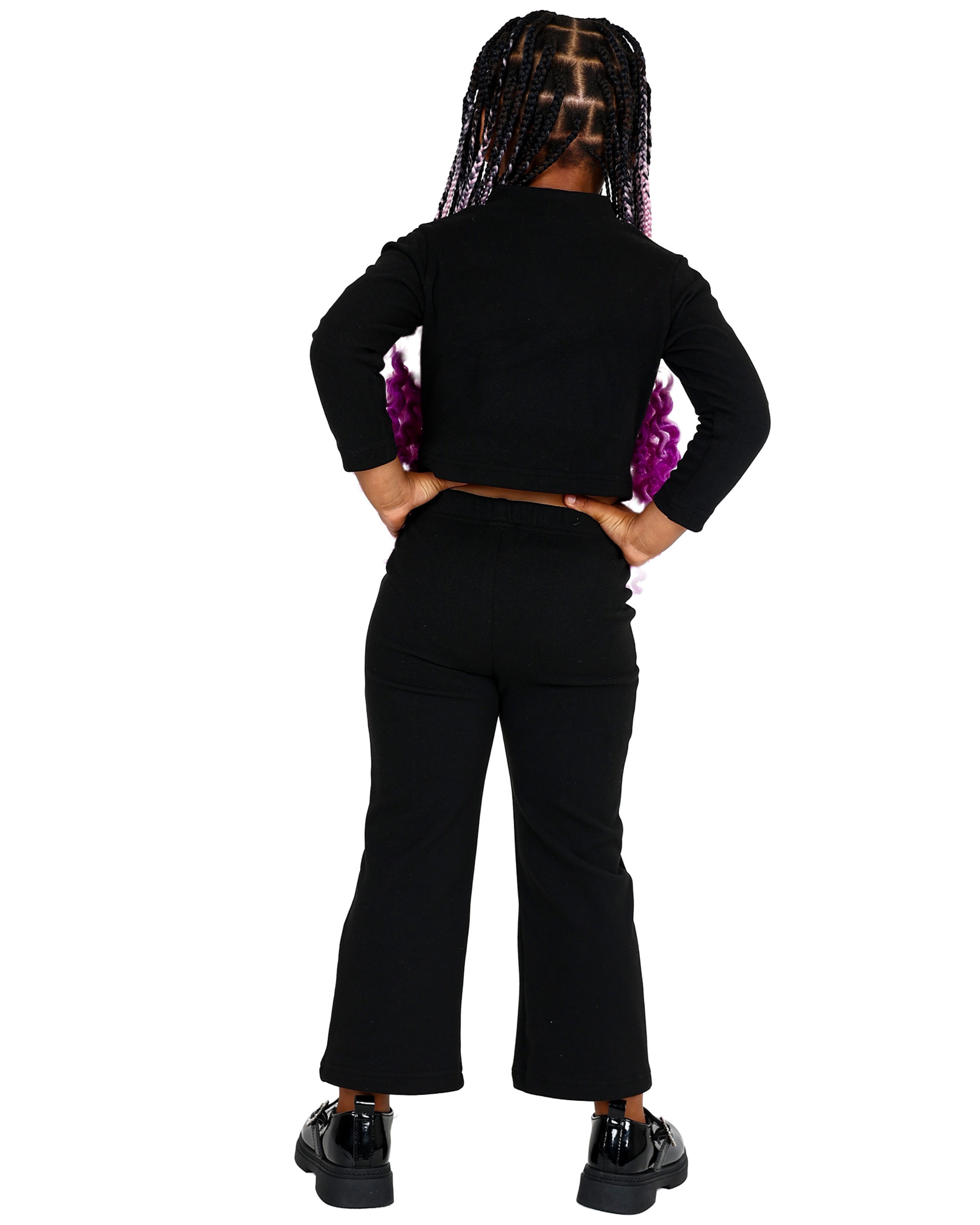 Black Double Brushed Panelled Wide Leg Leggings