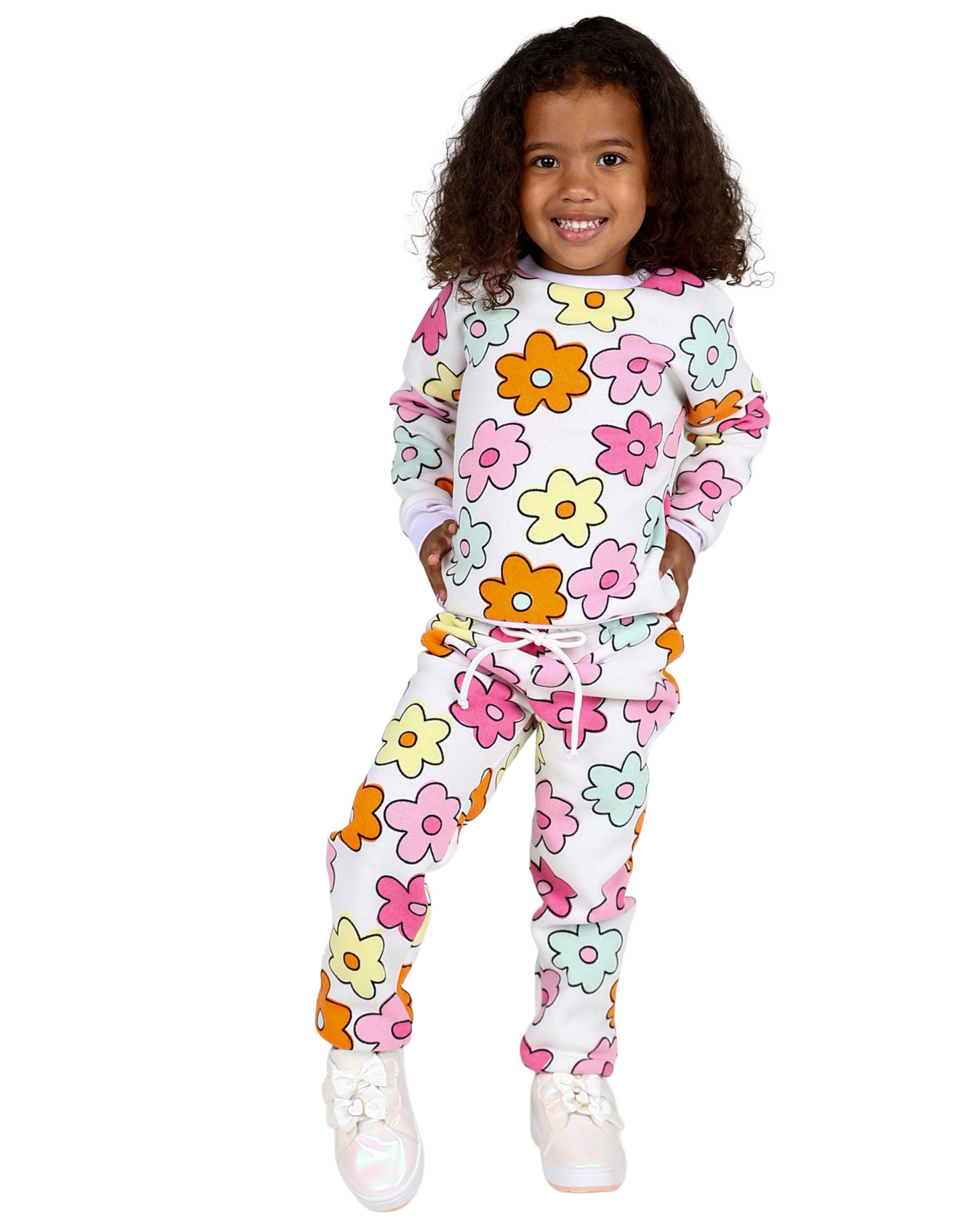 Pastel Retro Flower Print Tracksuit