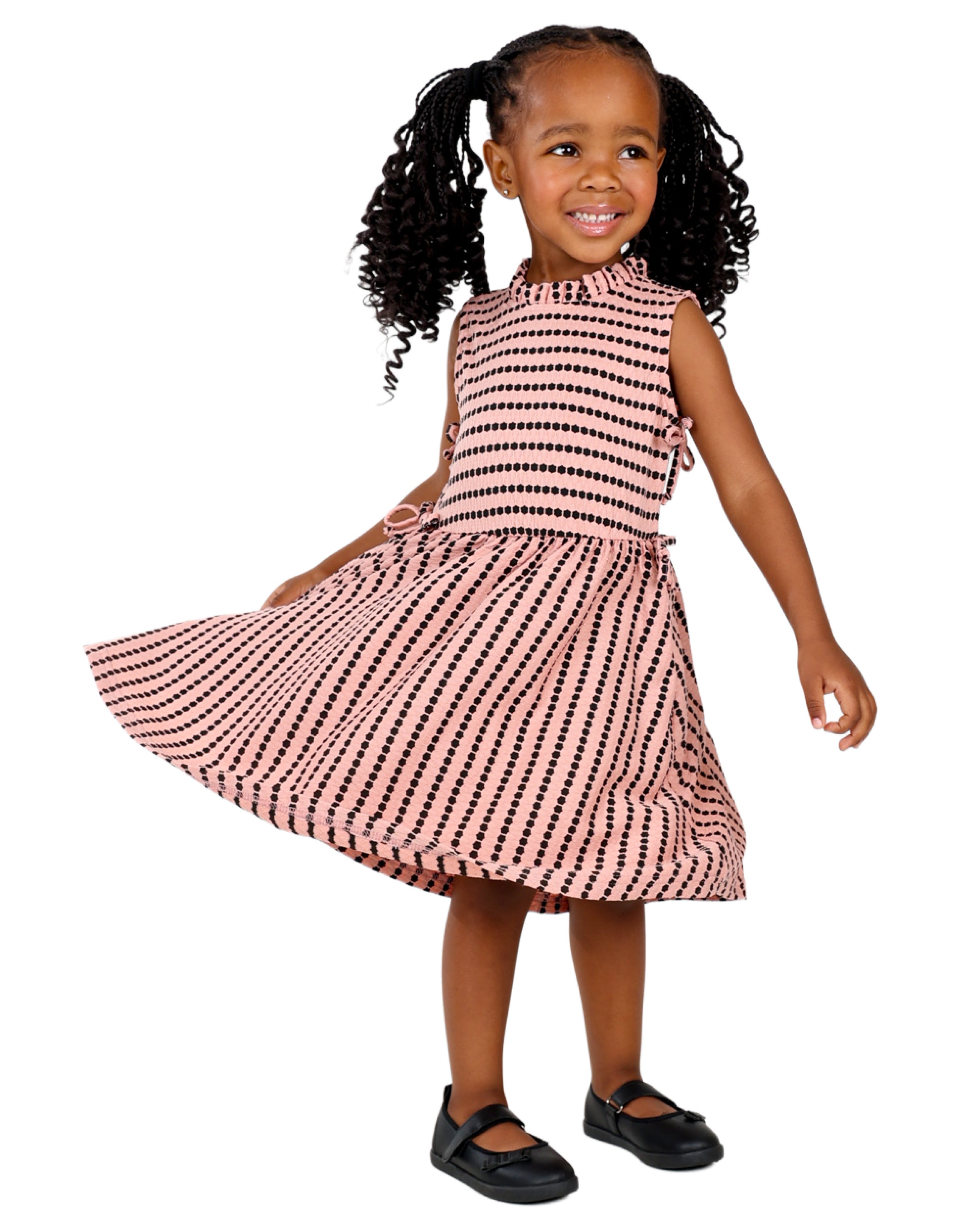 Sleeveless Striped Dress with Side Bow Detail