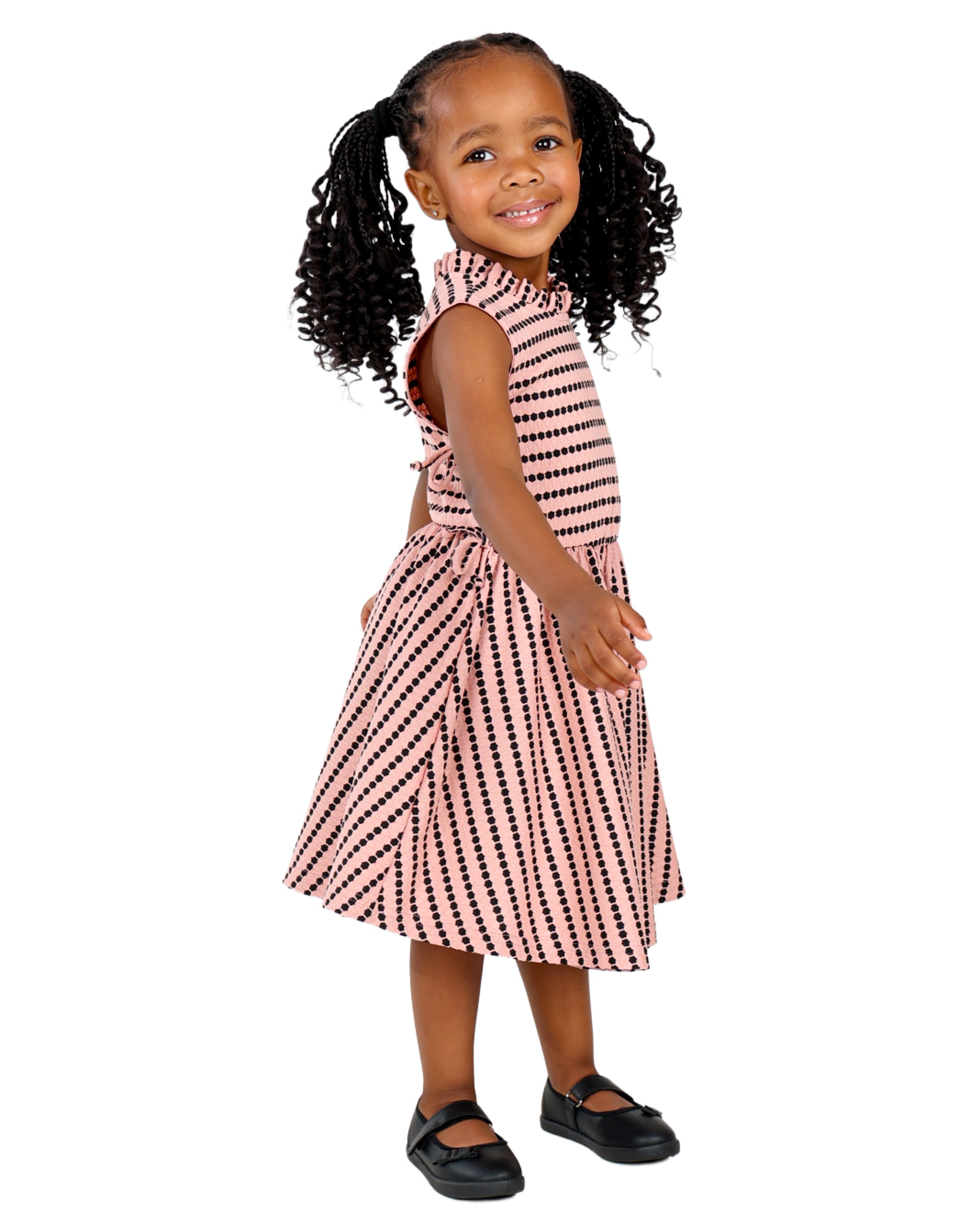 Sleeveless Striped Dress with Side Bow Detail