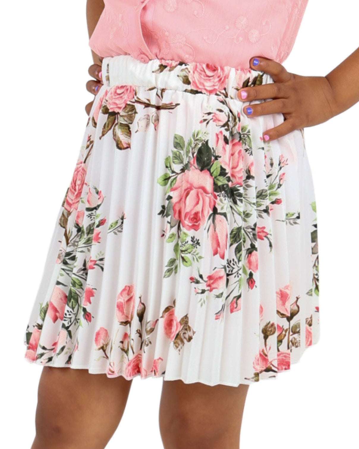 Pleated Floral Print Skirt