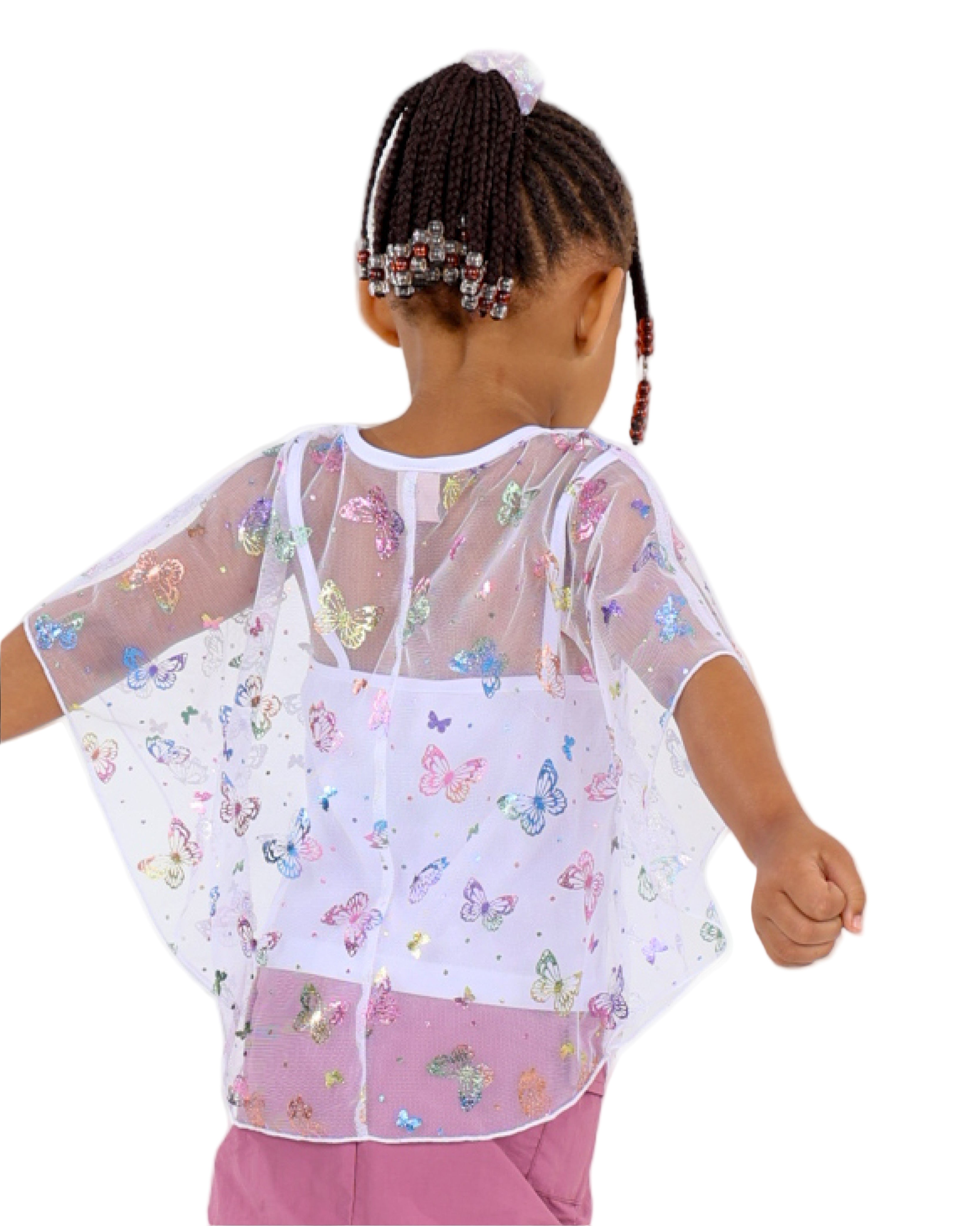 Iridescent Butterfly Print Batwing Blouse