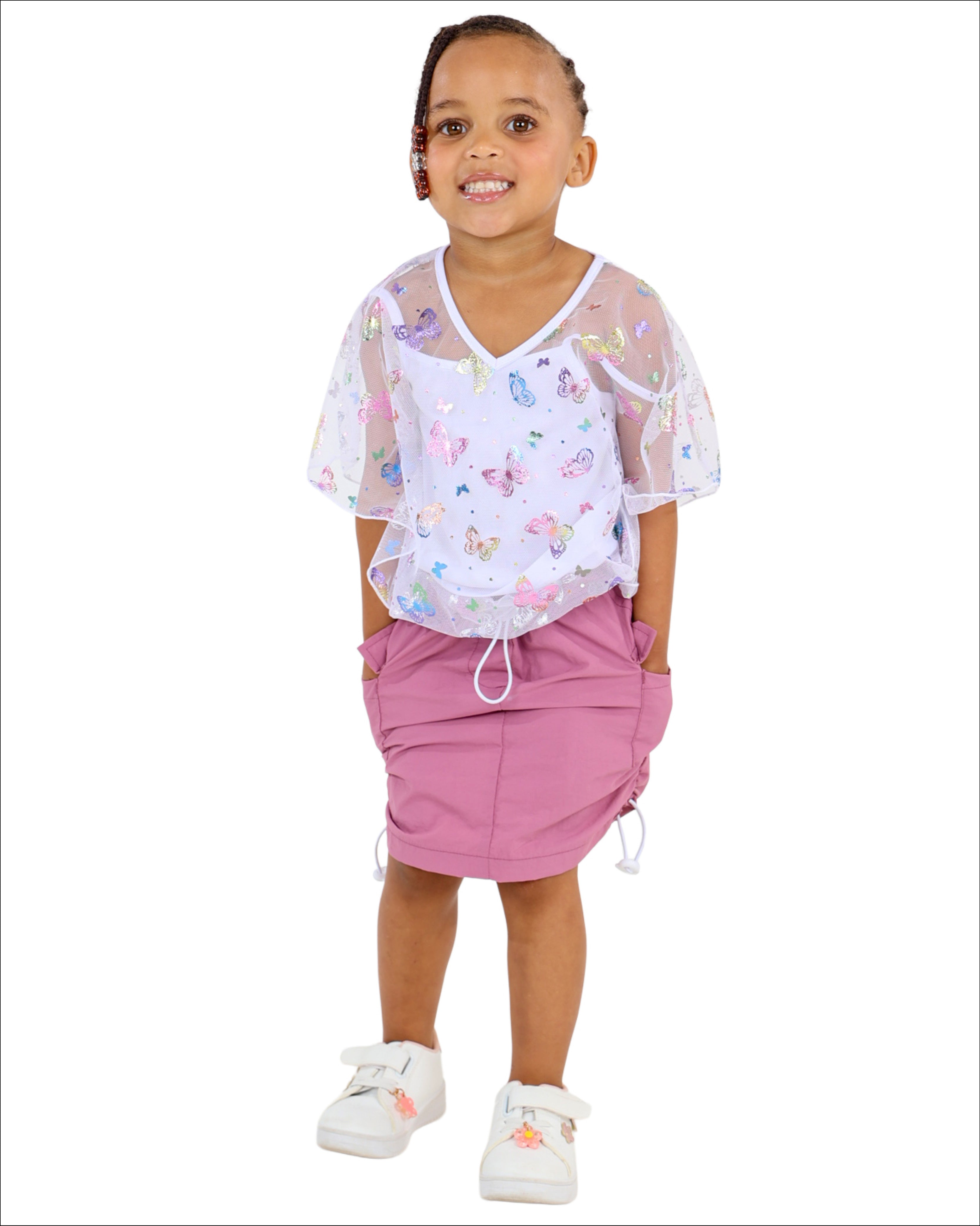 Berry Pink Cargo Skirt With Toggles