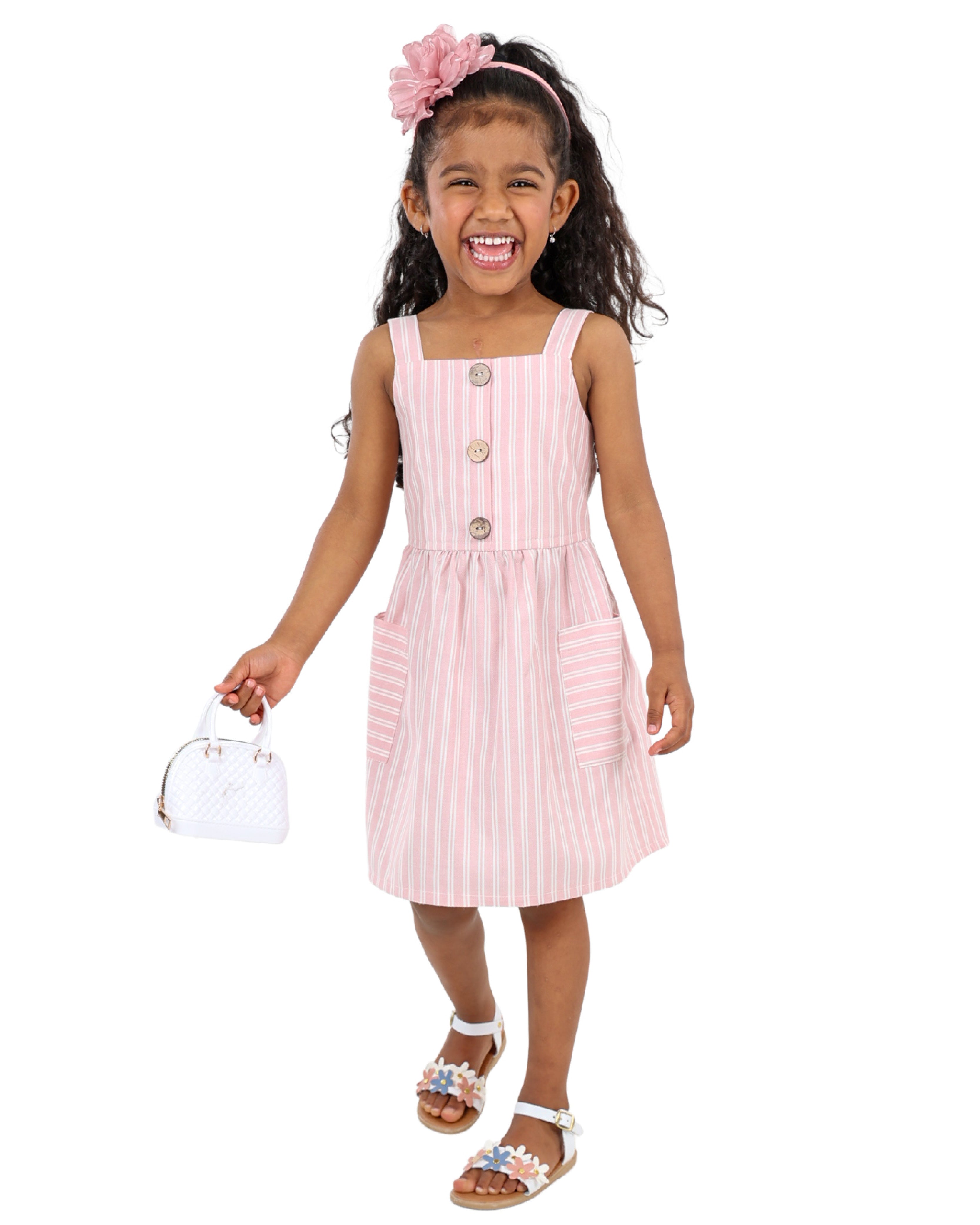 Strappy Pink Striped Dress