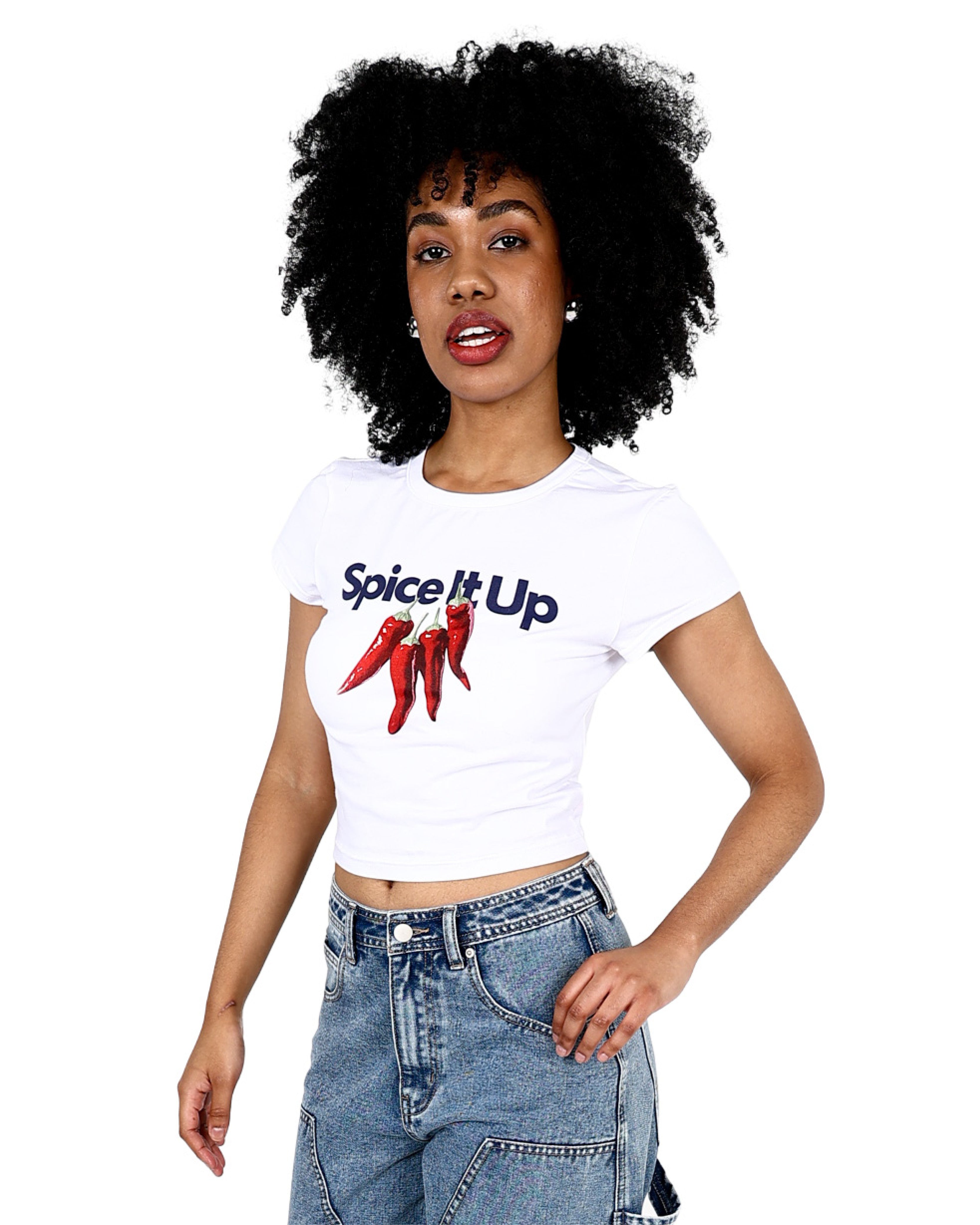 "Spice It Up" Graphic Print Crop Top