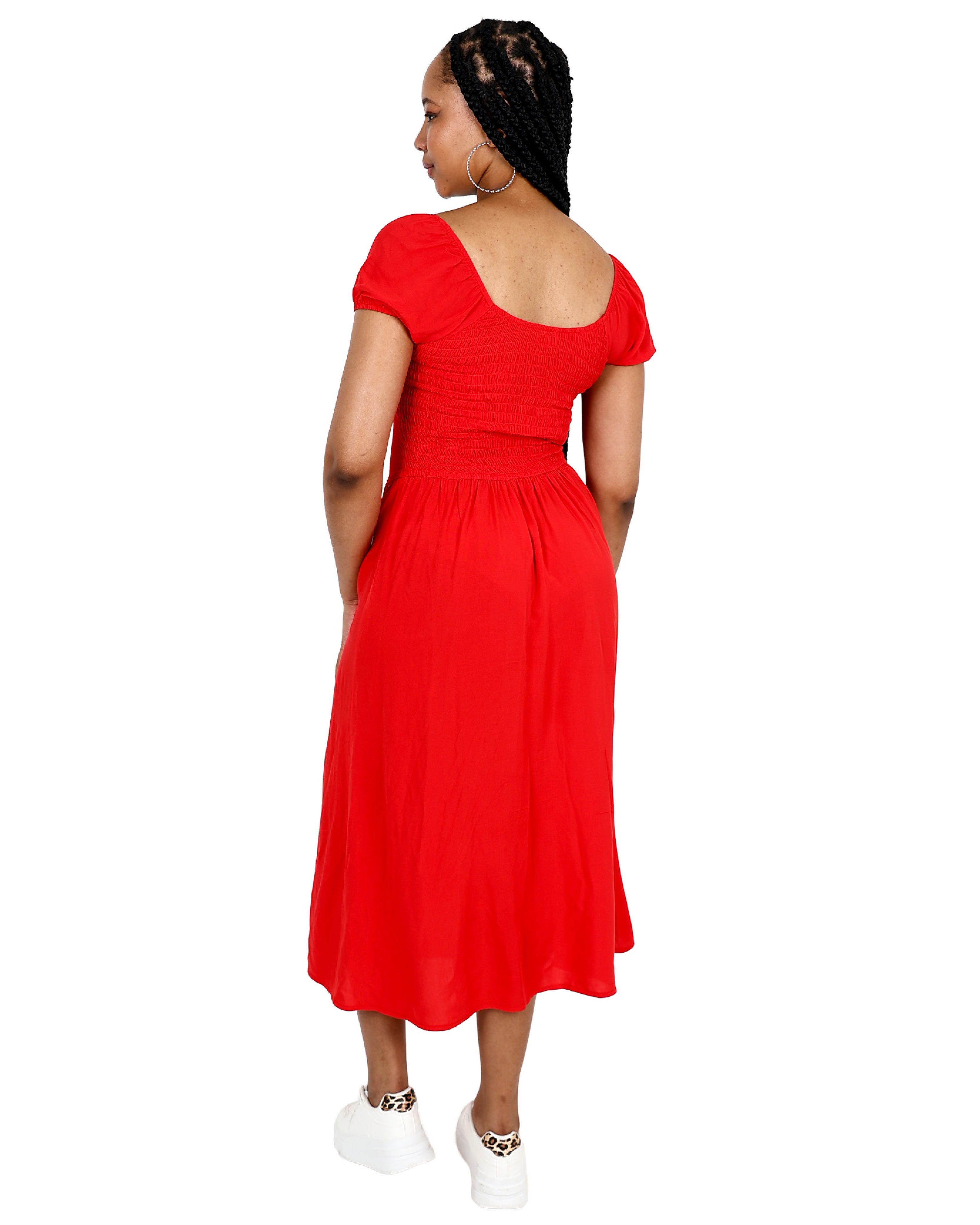 Puff Sleeve Red Sweetheart Maxi Dress