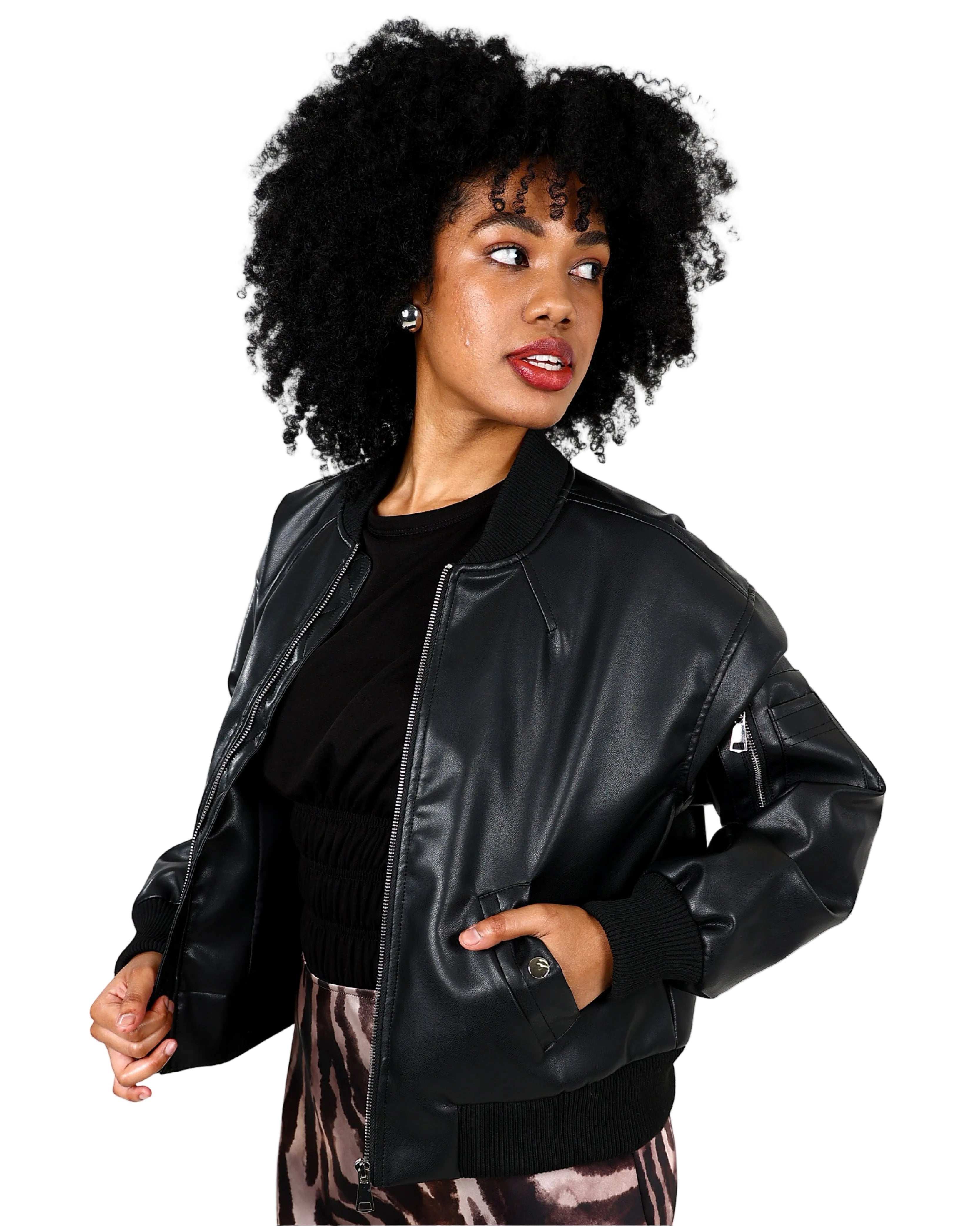 Leather Look Baseball Biker Jacket