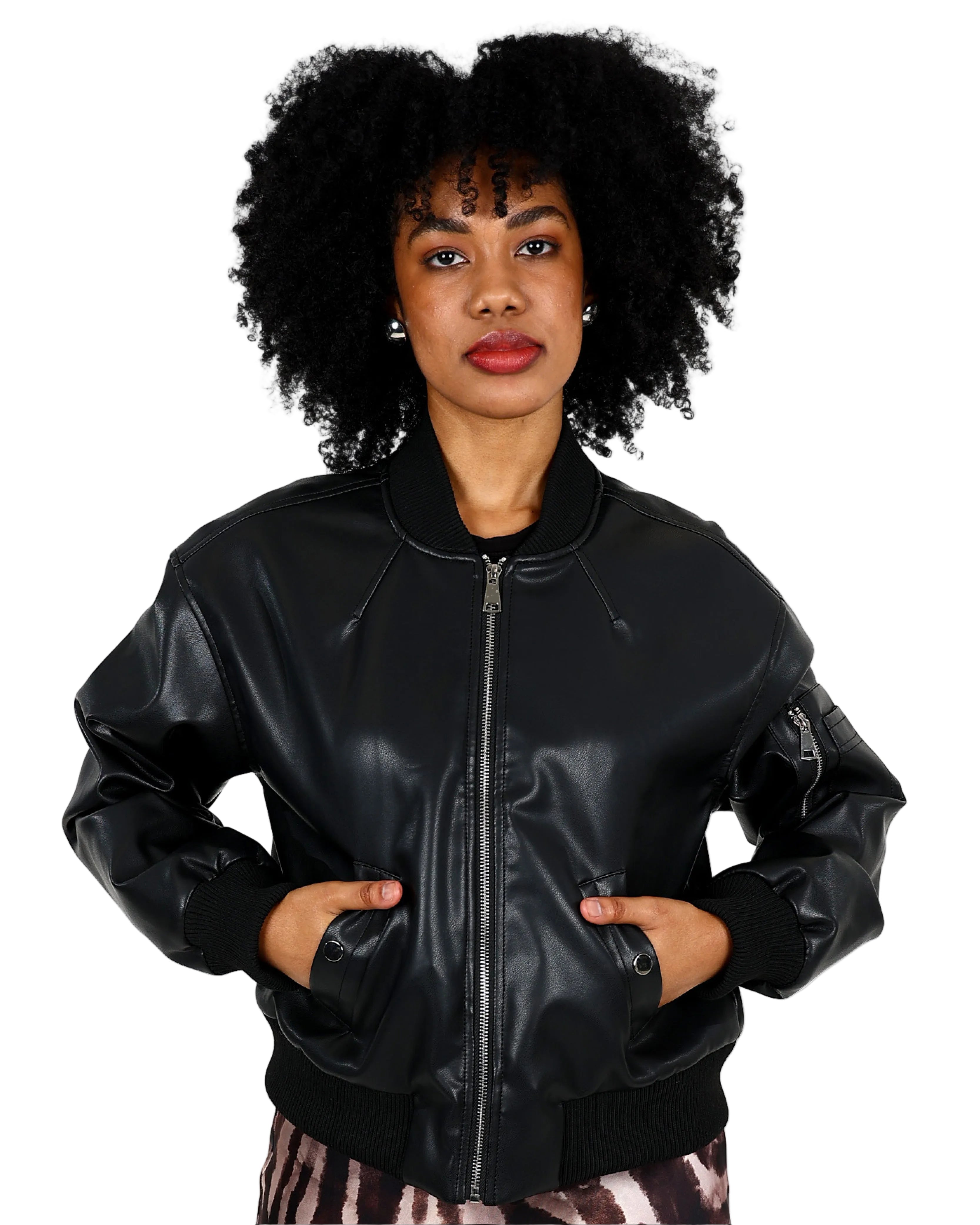 Leather Look Baseball Biker Jacket