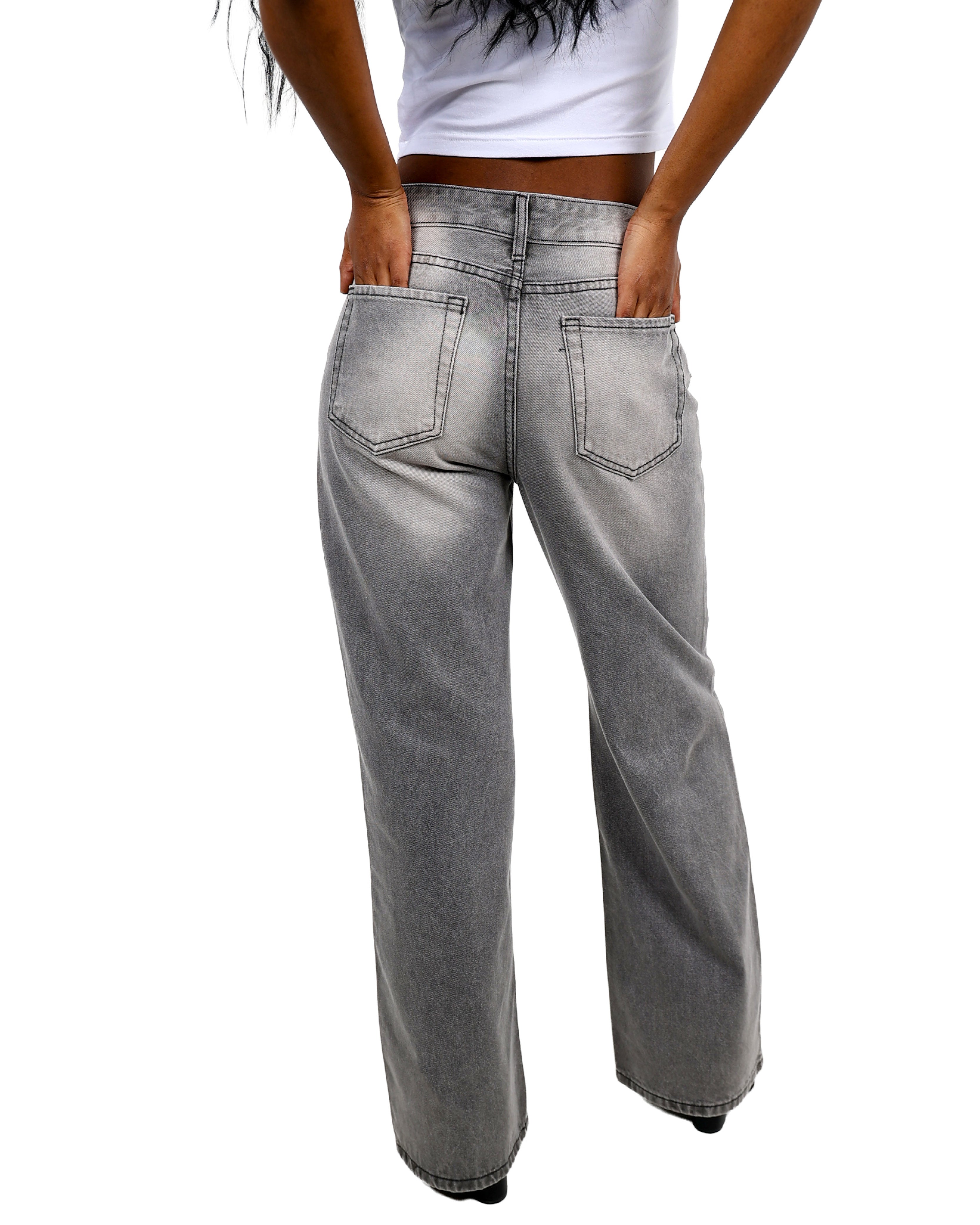 Wide Leg Charcoal Jeans