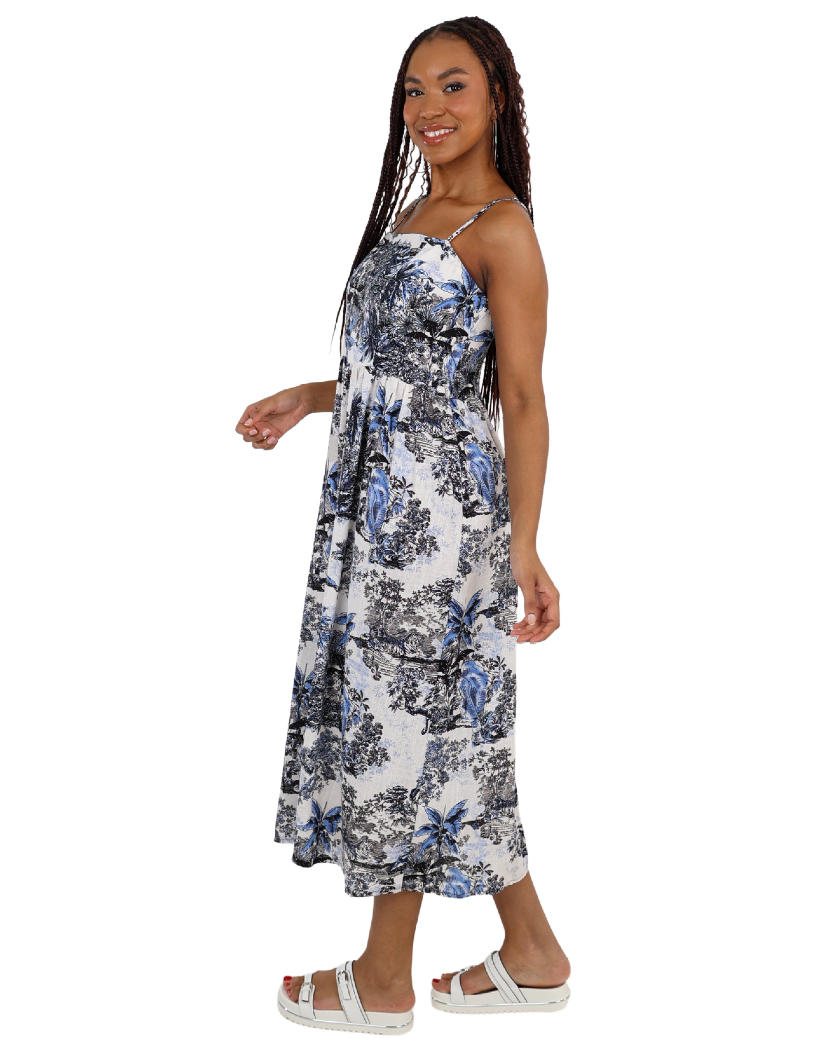 Strappy Printed Maxi Dress