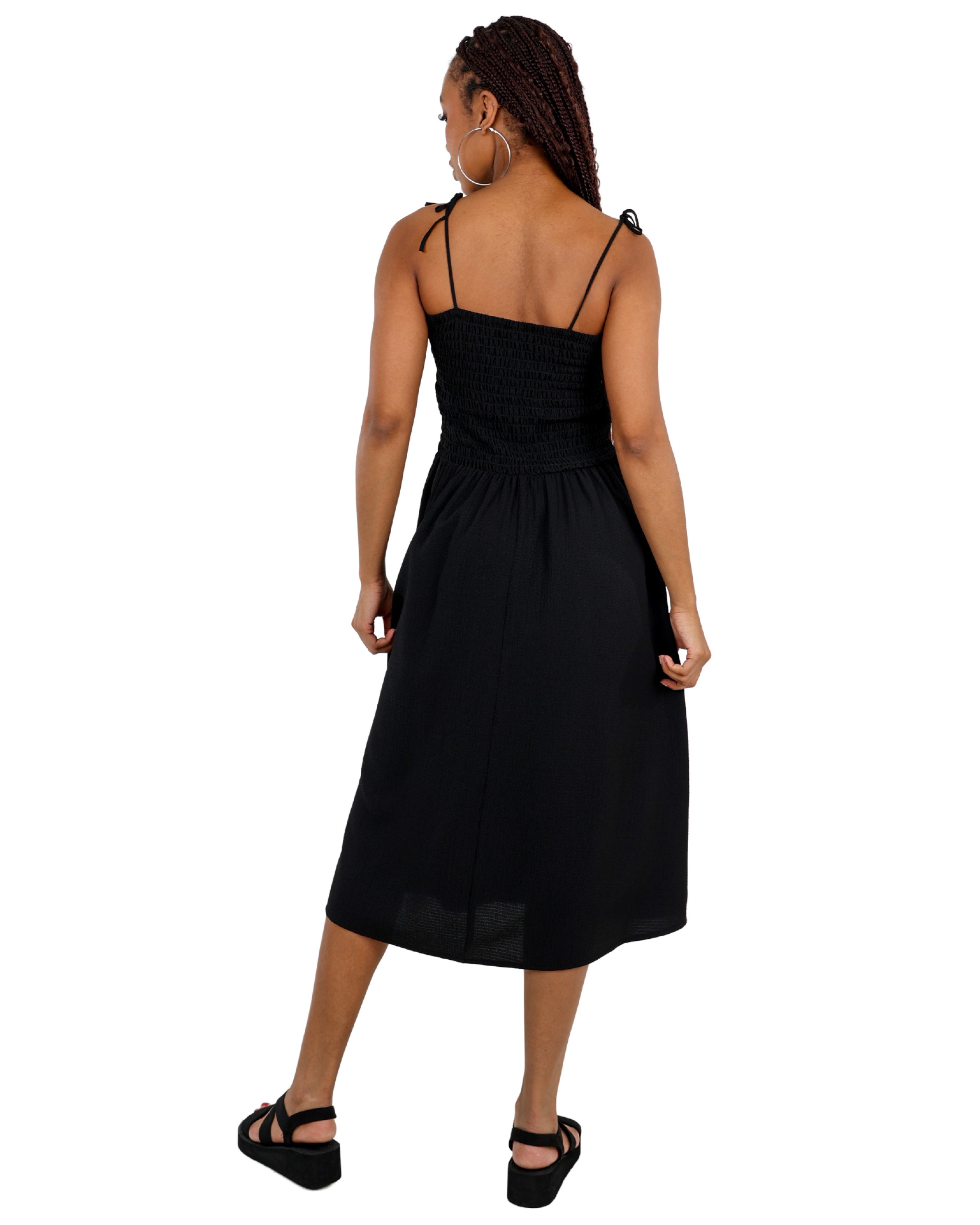 Strappy Shirred Bubble Maxi Dress