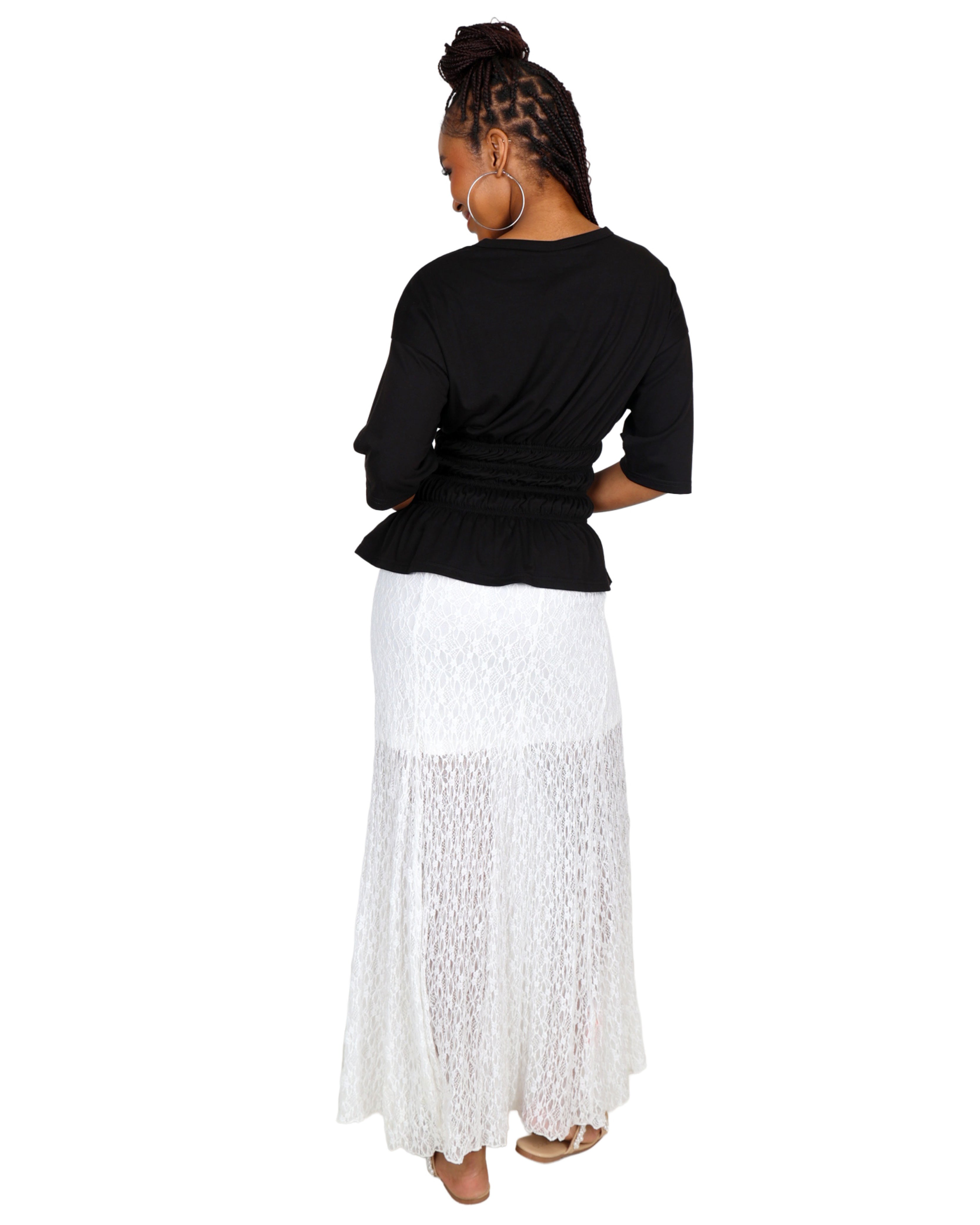 Fit & Flared Lace Maxi Skirt