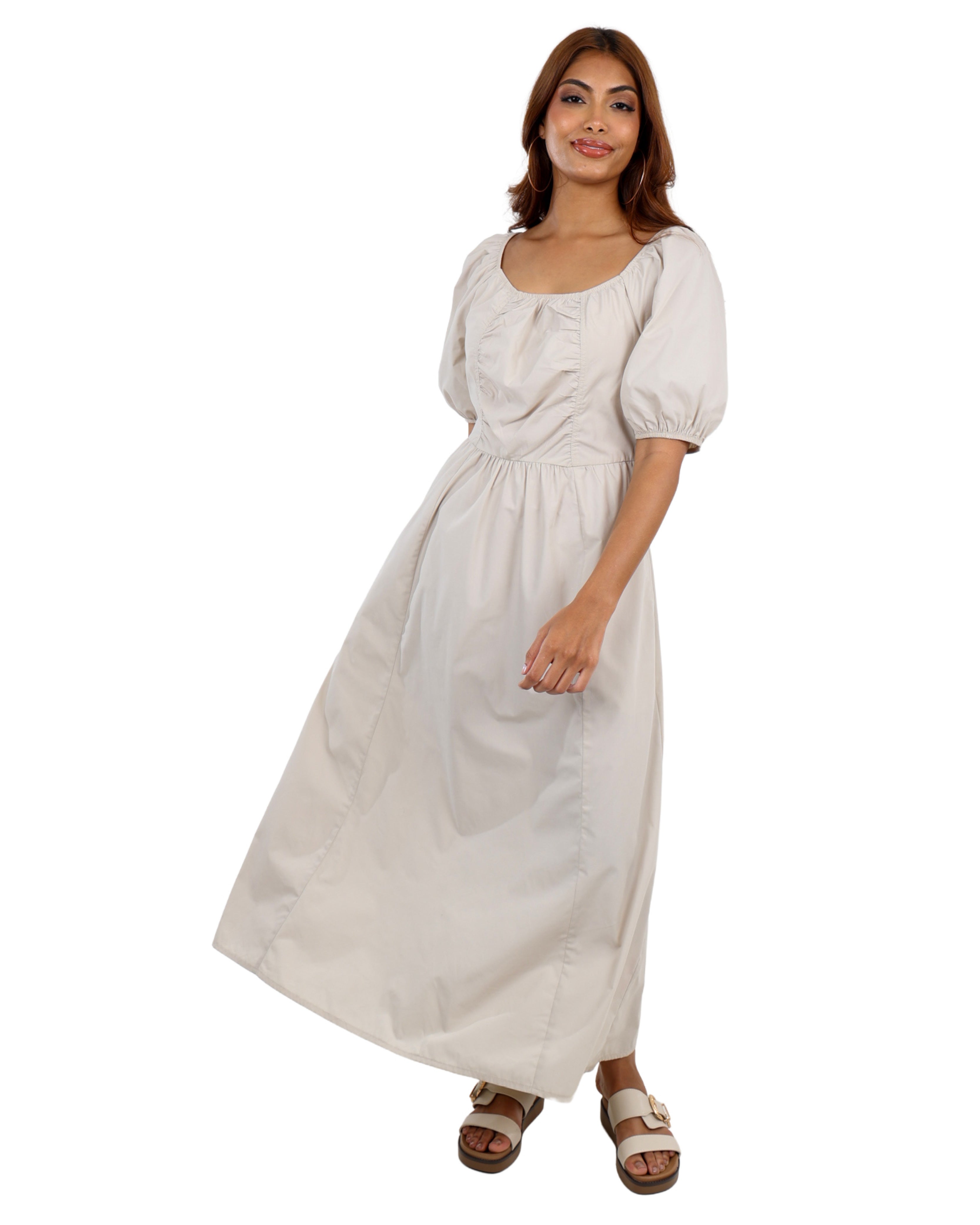 Puff Sleeve Smocked Maxi Dress