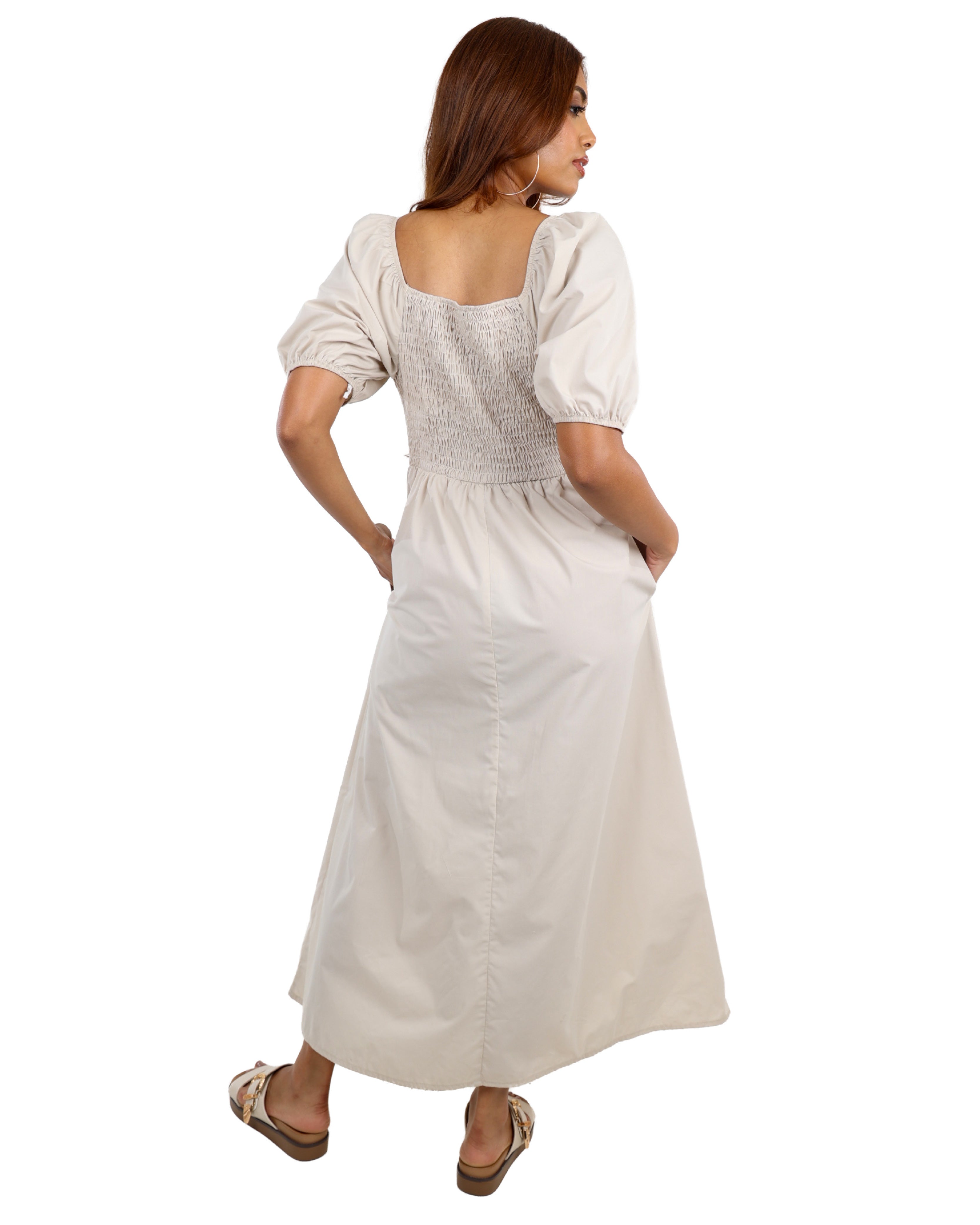 Puff Sleeve Smocked Maxi Dress