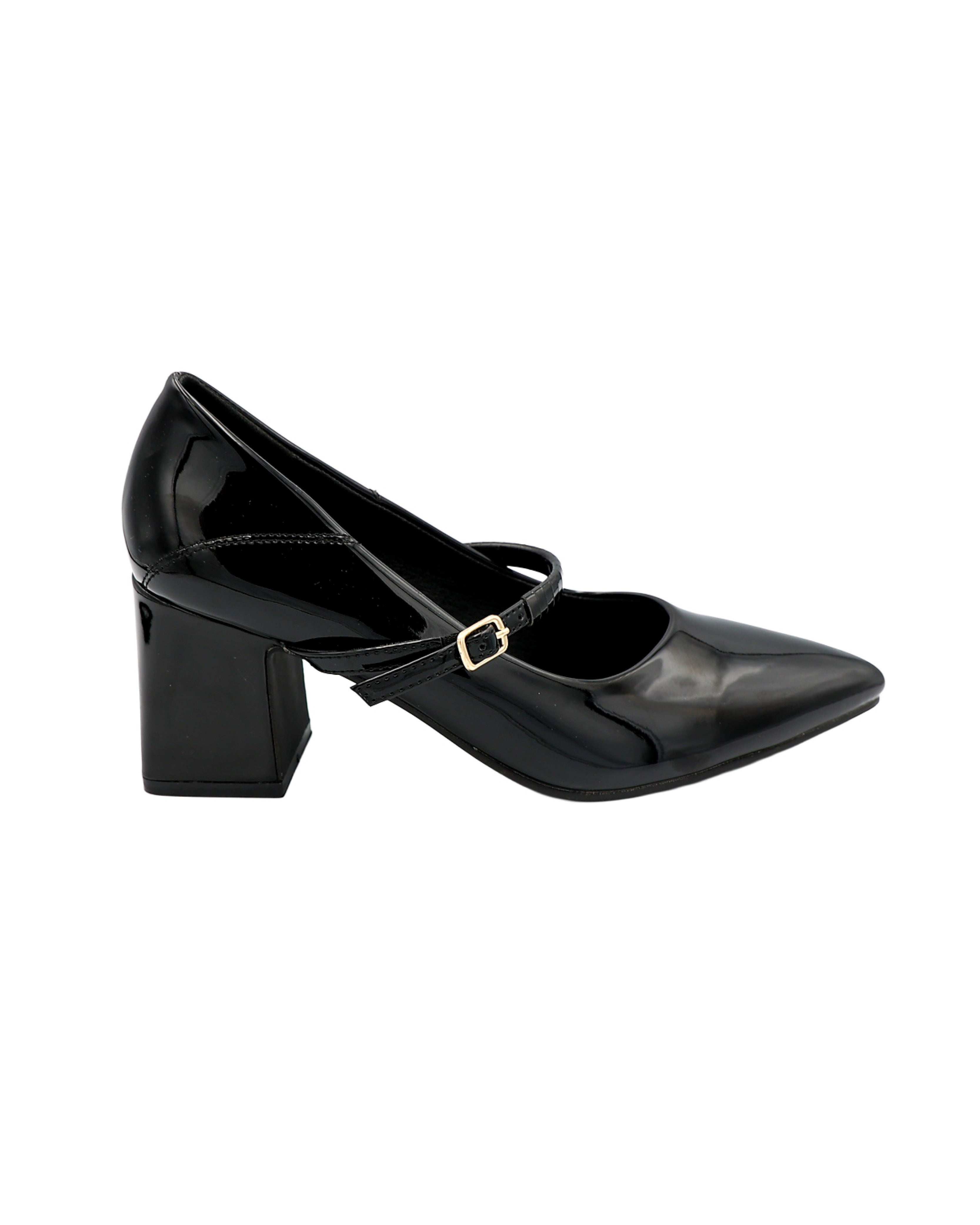 Black Block Heel Mary Jane Shoes