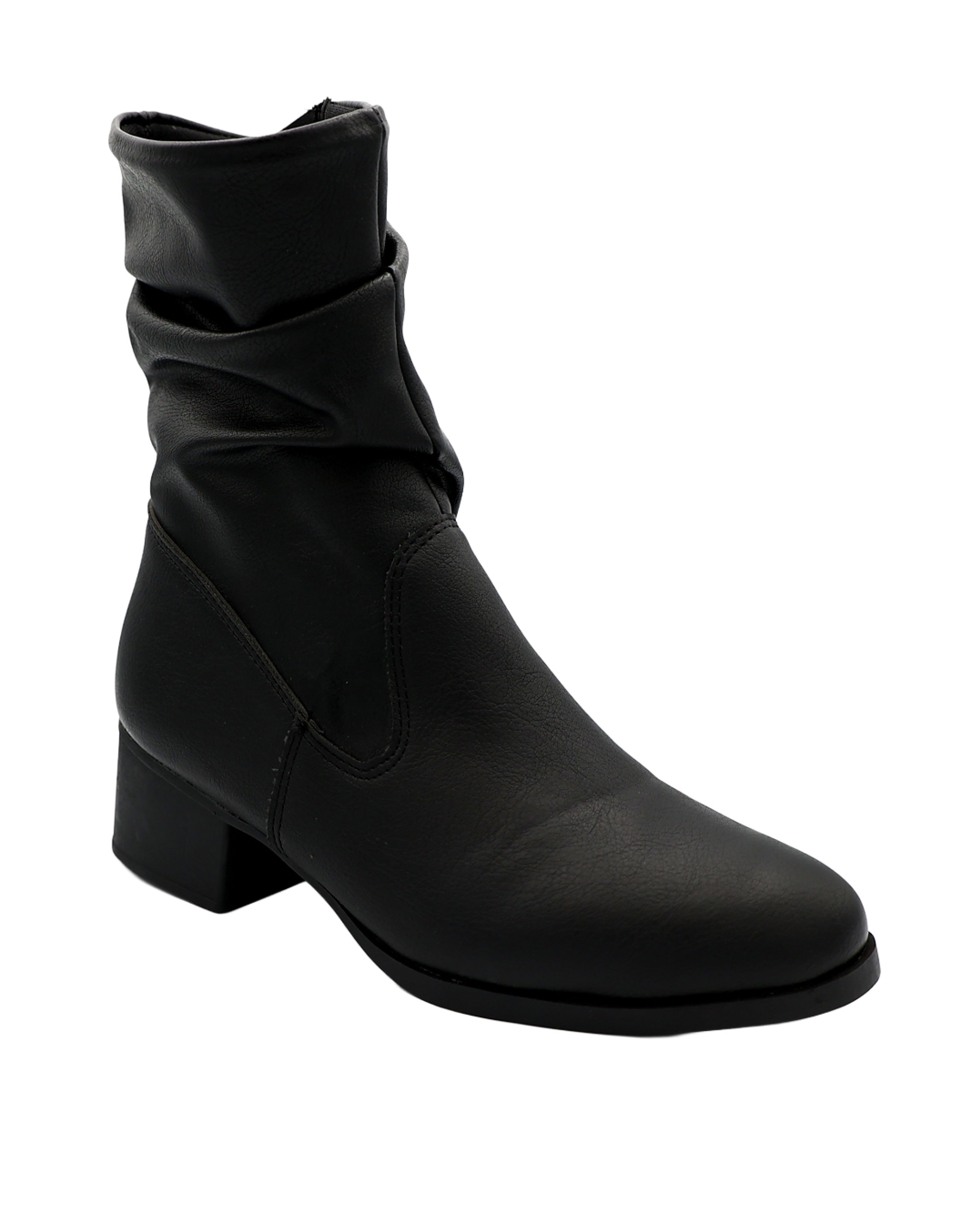 Slouchy Black Block Heel Boot