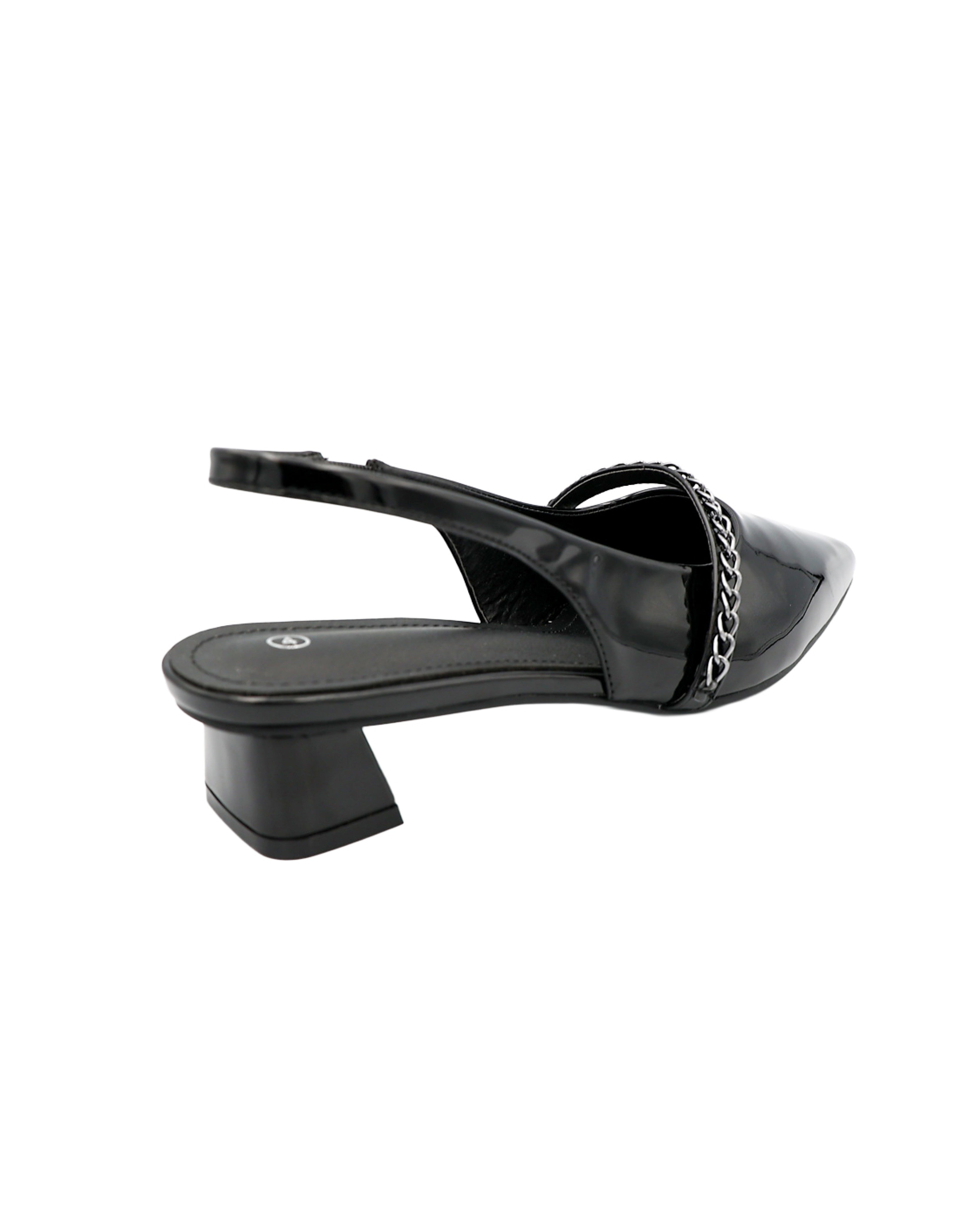 Black Chain Bar Slingbacks