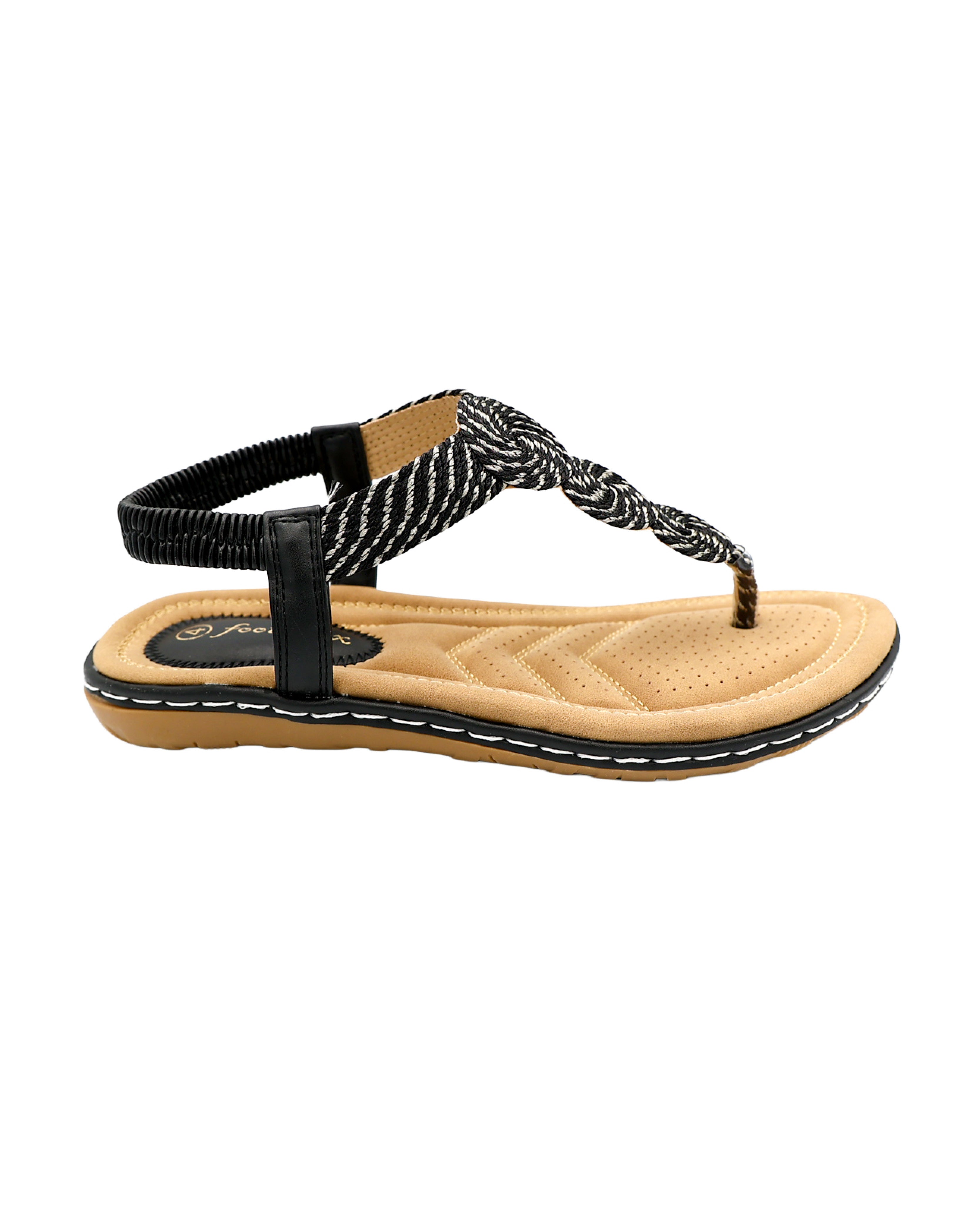 Black Circle Detail Comfort Thong Sandal