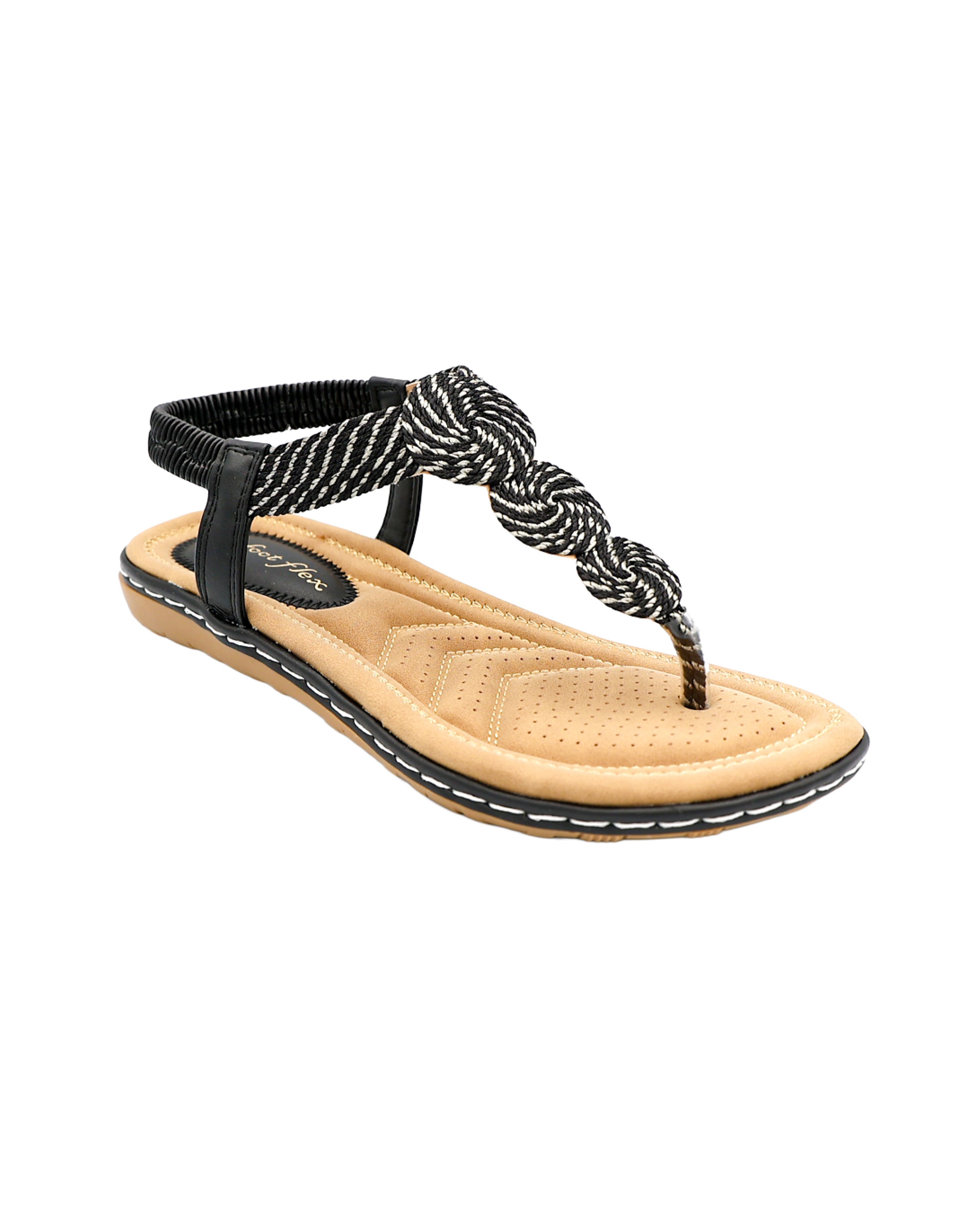 Black Circle Detail Comfort Thong Sandal