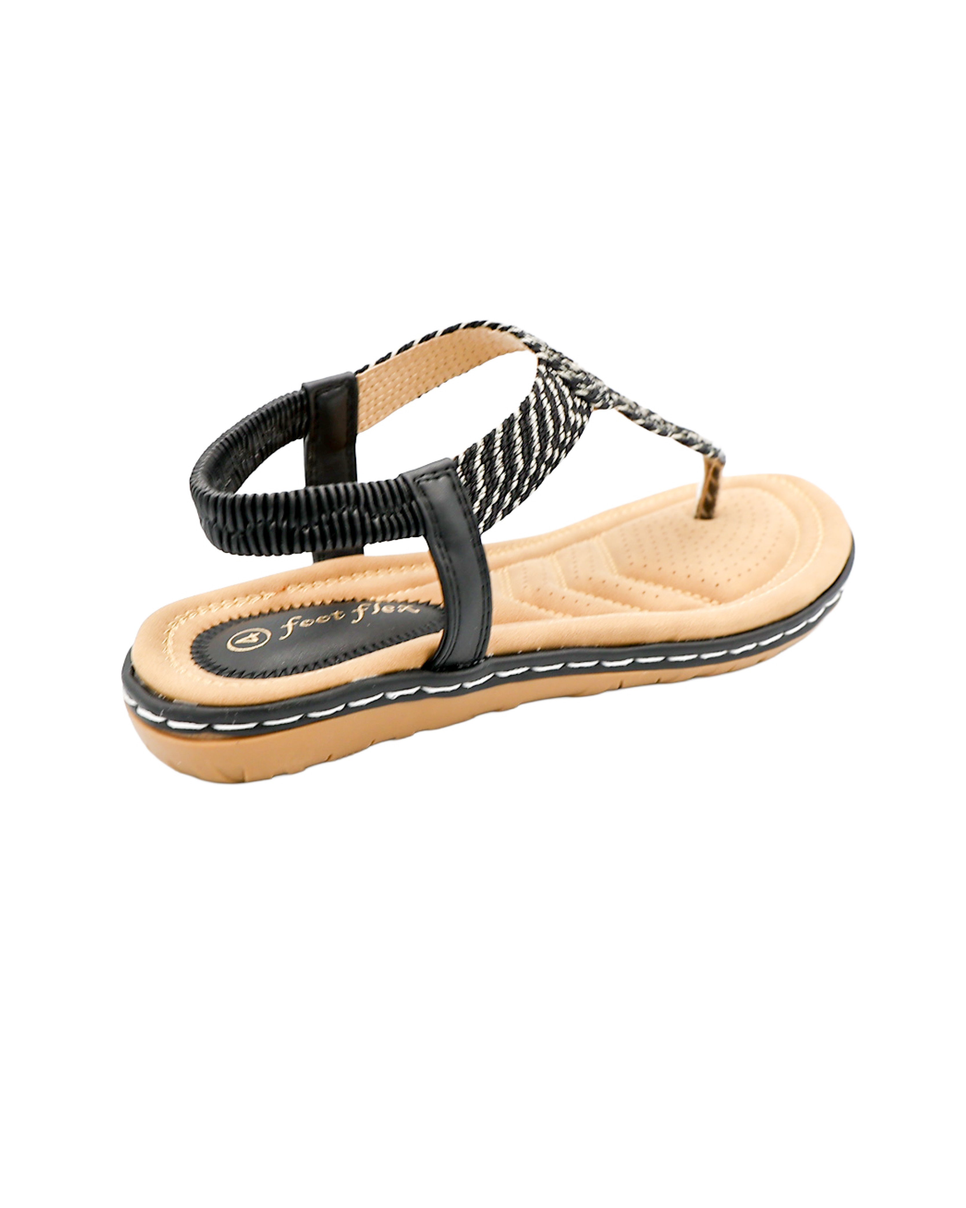 Black Circle Detail Comfort Thong Sandal
