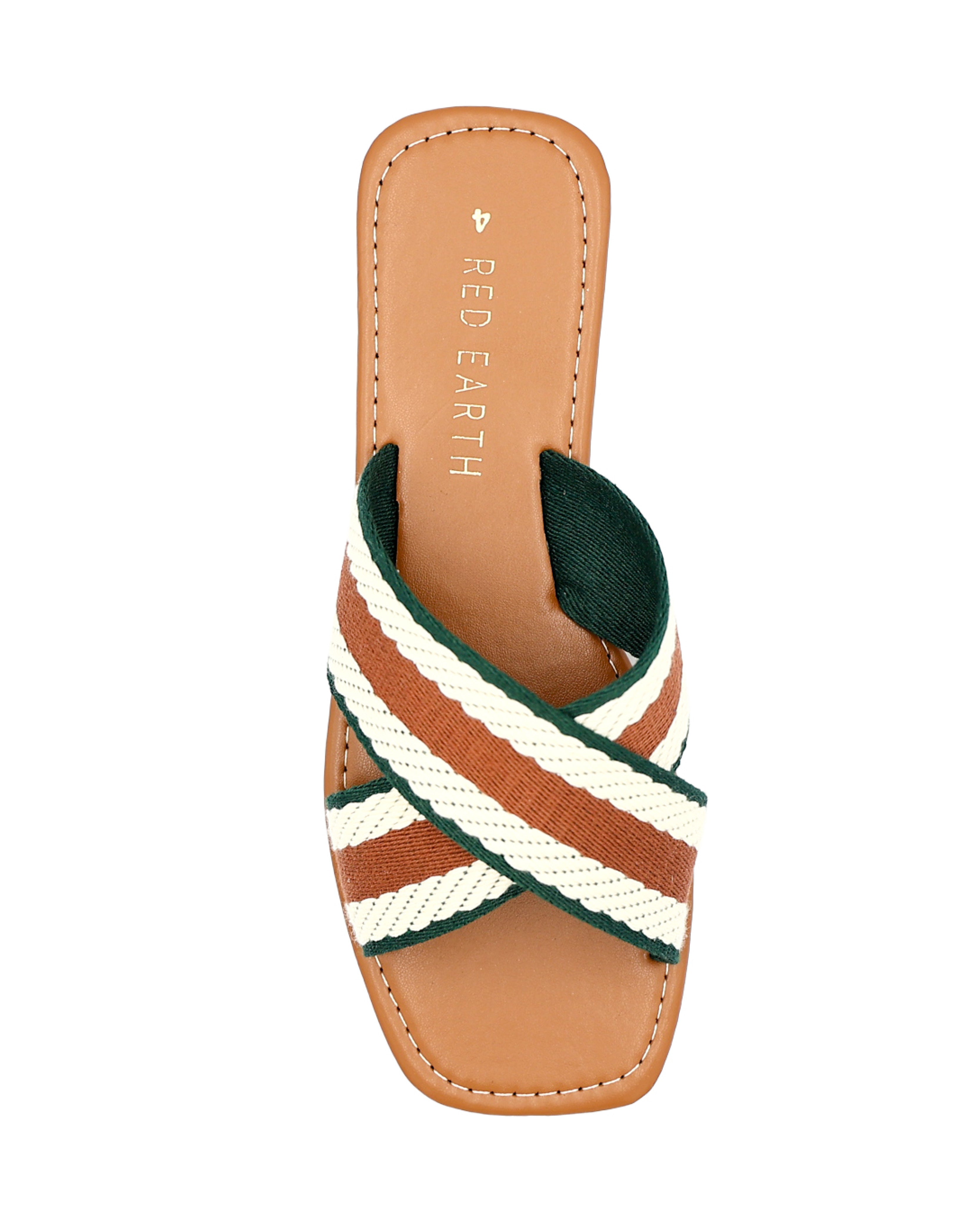 Tan Braided Crossover Square Toe Sandal